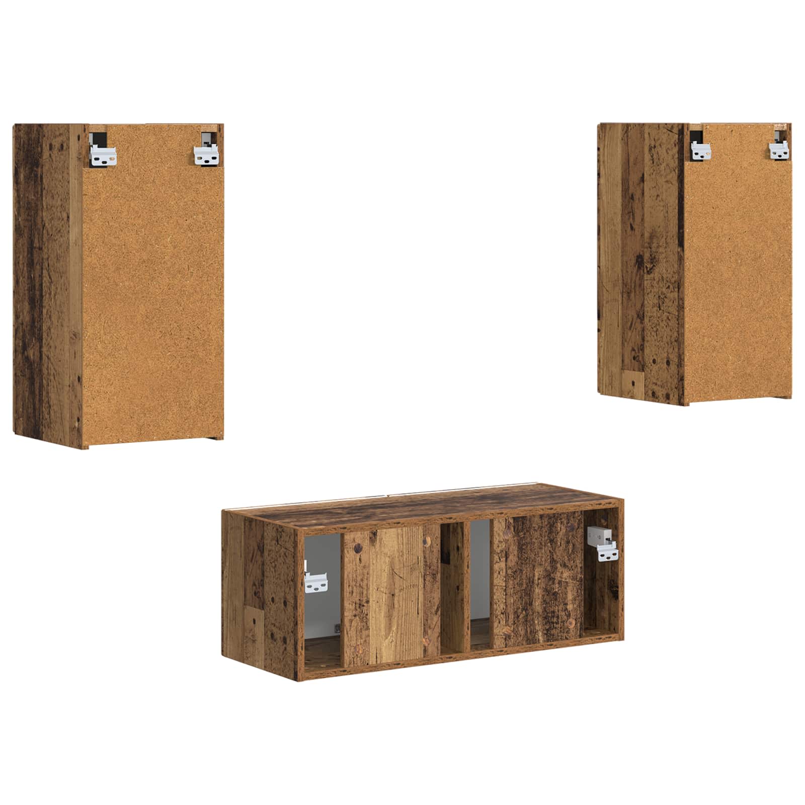 Set TV komoda Zidne 2 pcs Staro drvo Konstruirano drvo