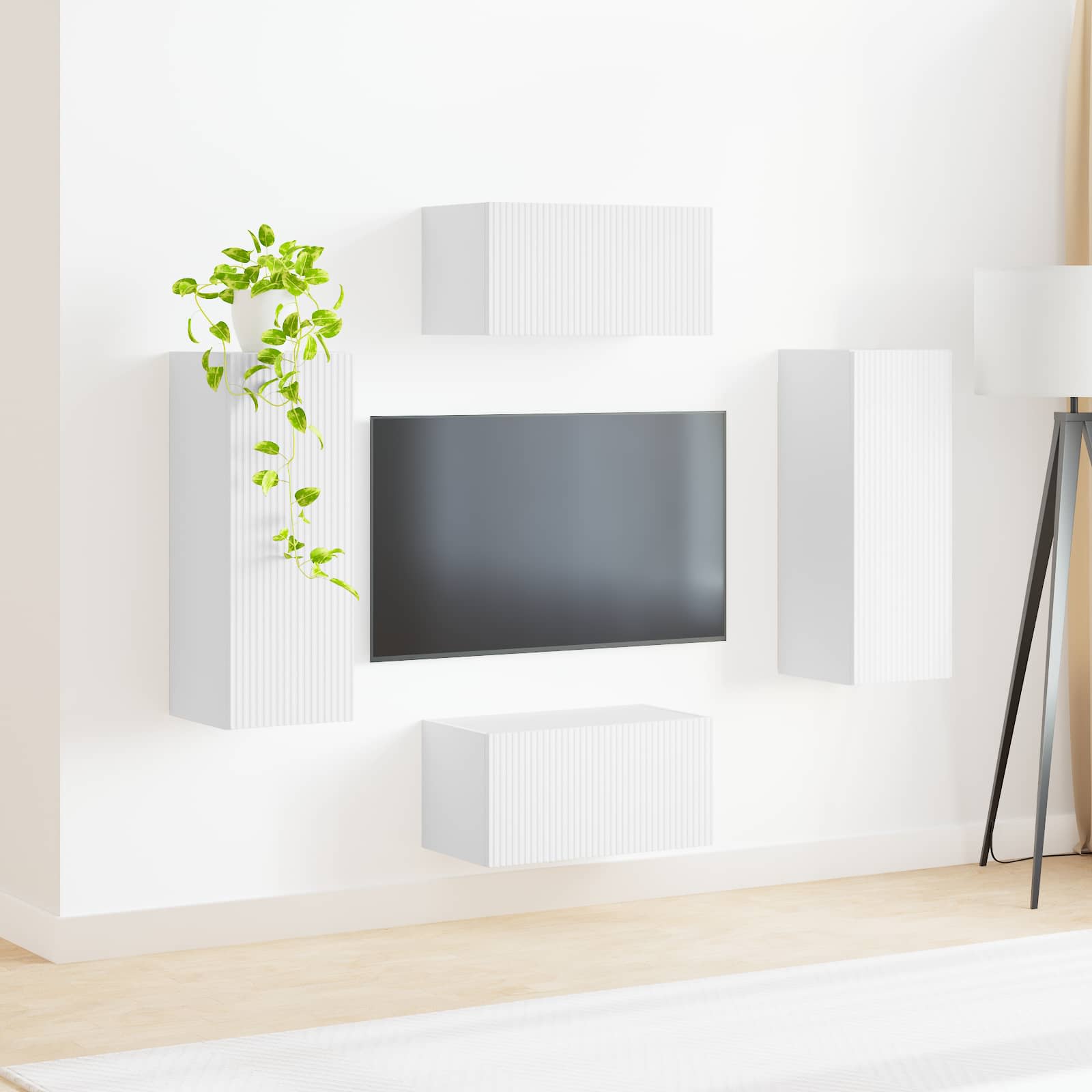 Set TV komoda Zidne 2 pcs Bijelo Konstruirano drvo