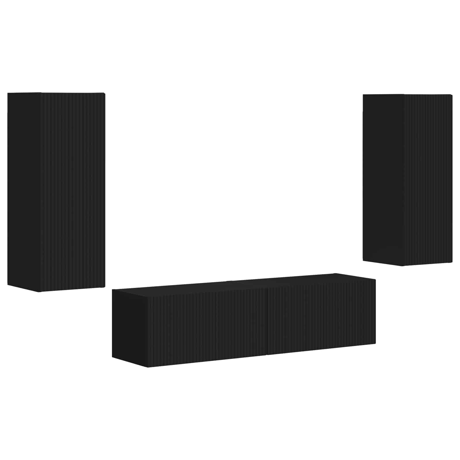 Set TV komoda Zidne 2 pcs Crna Konstruirano drvo