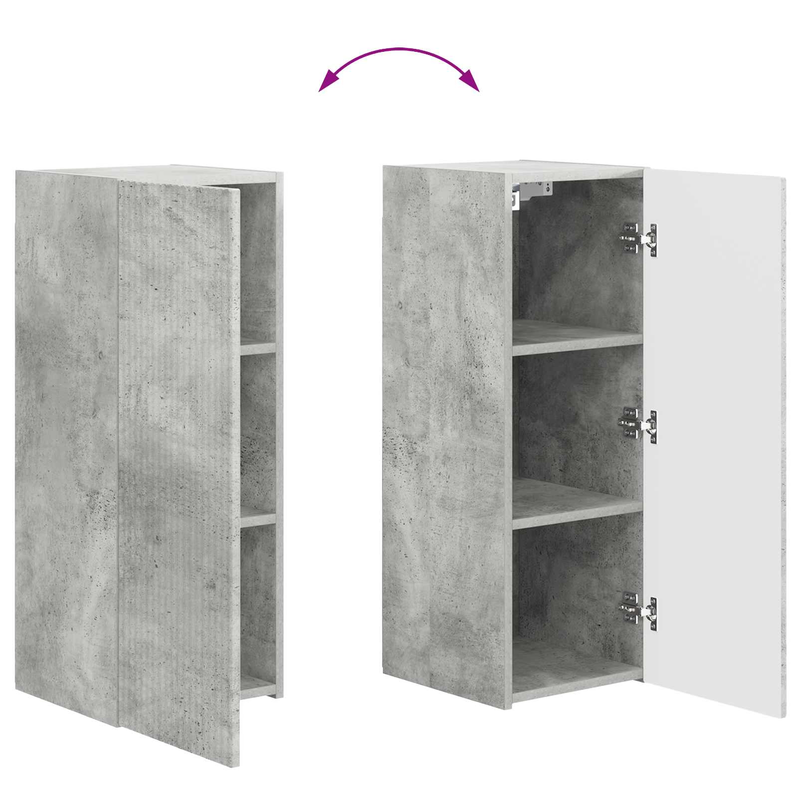 Set TV komoda Zidne 2 pcs Betonski sivi Konstruirano drvo