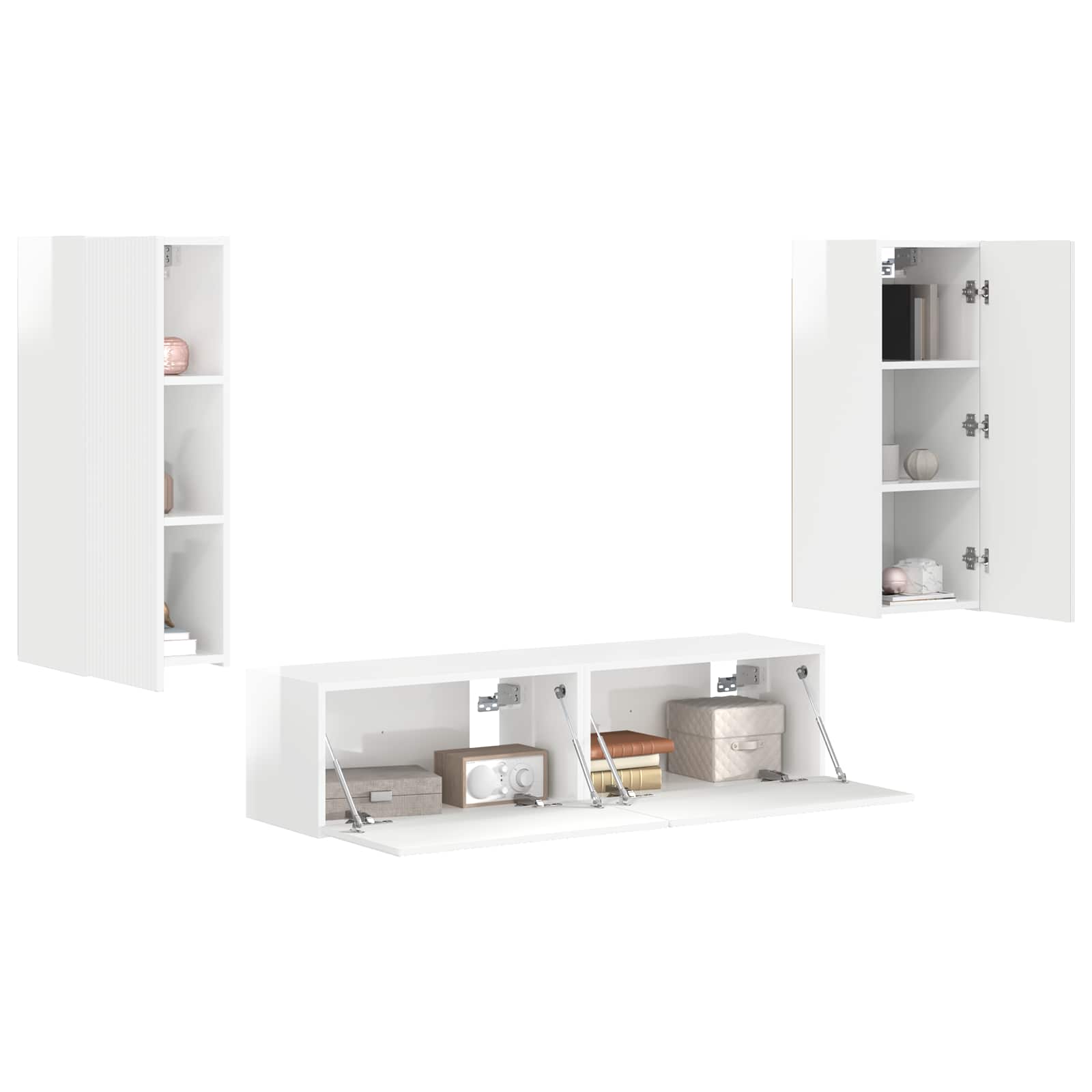 Set TV komoda Zidne 2 pcs Visoki sjaj bijela Konstruirano drvo