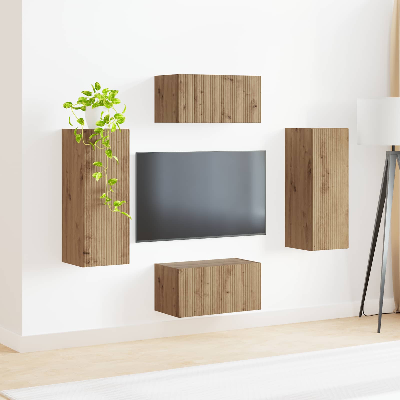 Set TV komoda Zidne 2 pcs Umjetnički hrast Konstruirano drvo