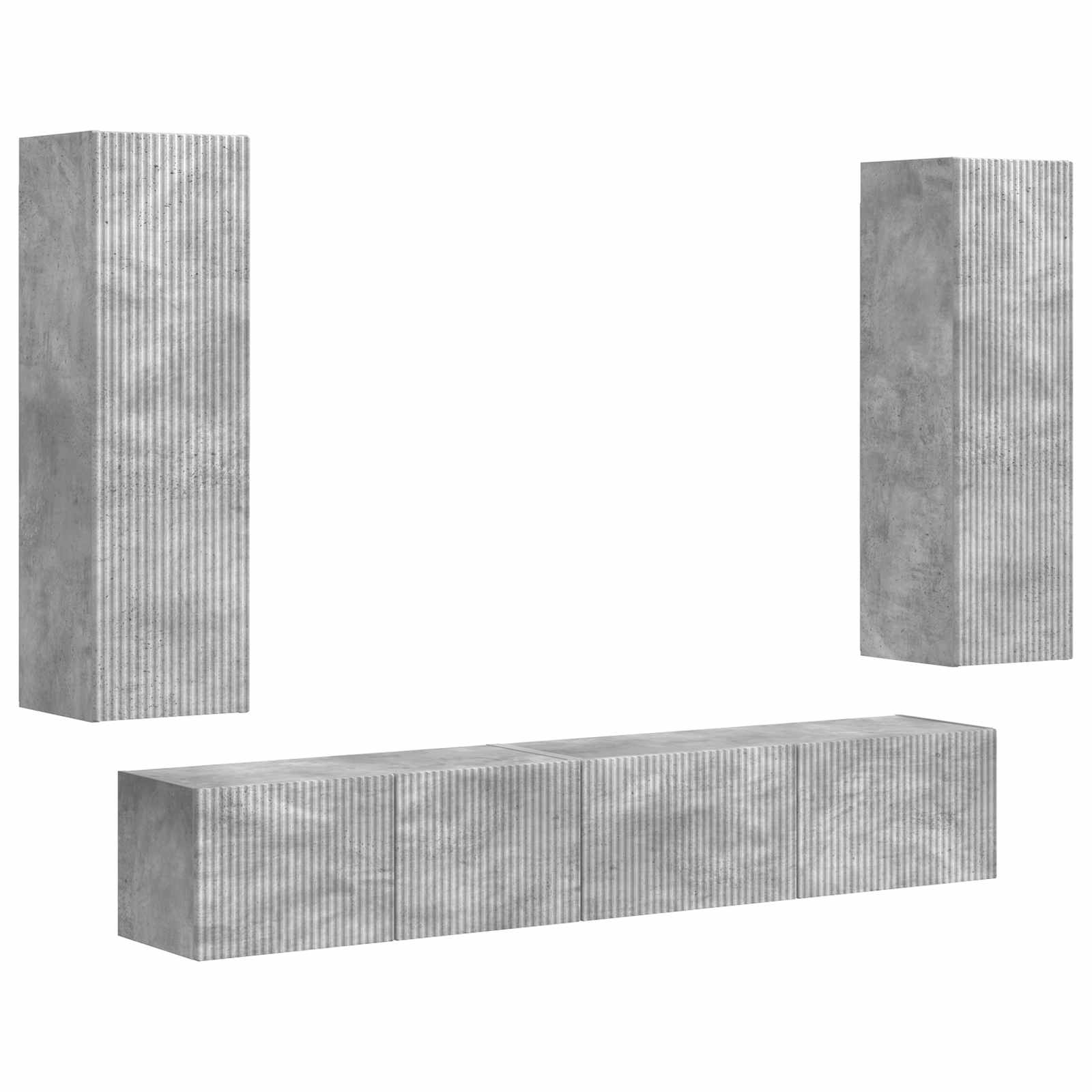 Set TV komoda Zidne 3 pcs Betonski sivi Konstruirano drvo