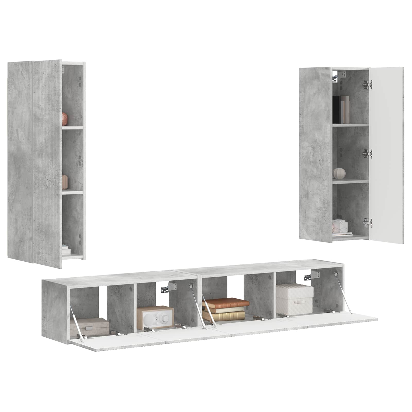 Set TV komoda Zidne 3 pcs Betonski sivi Konstruirano drvo
