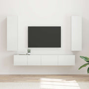 Set TV komoda Zidne 3 pcs Visoki sjaj bijela Konstruirano drvo