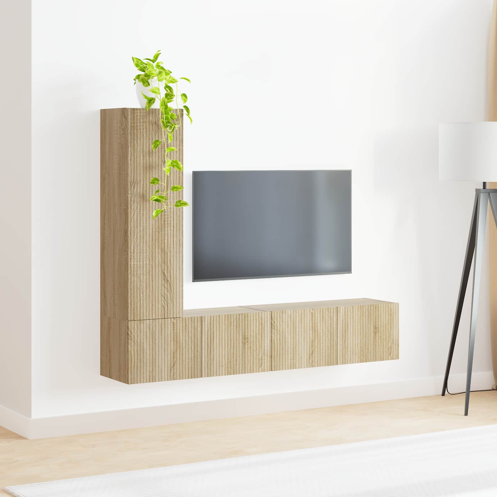 Set TV komoda Zidne 3 pcs Sonoma hrast Konstruirano drvo