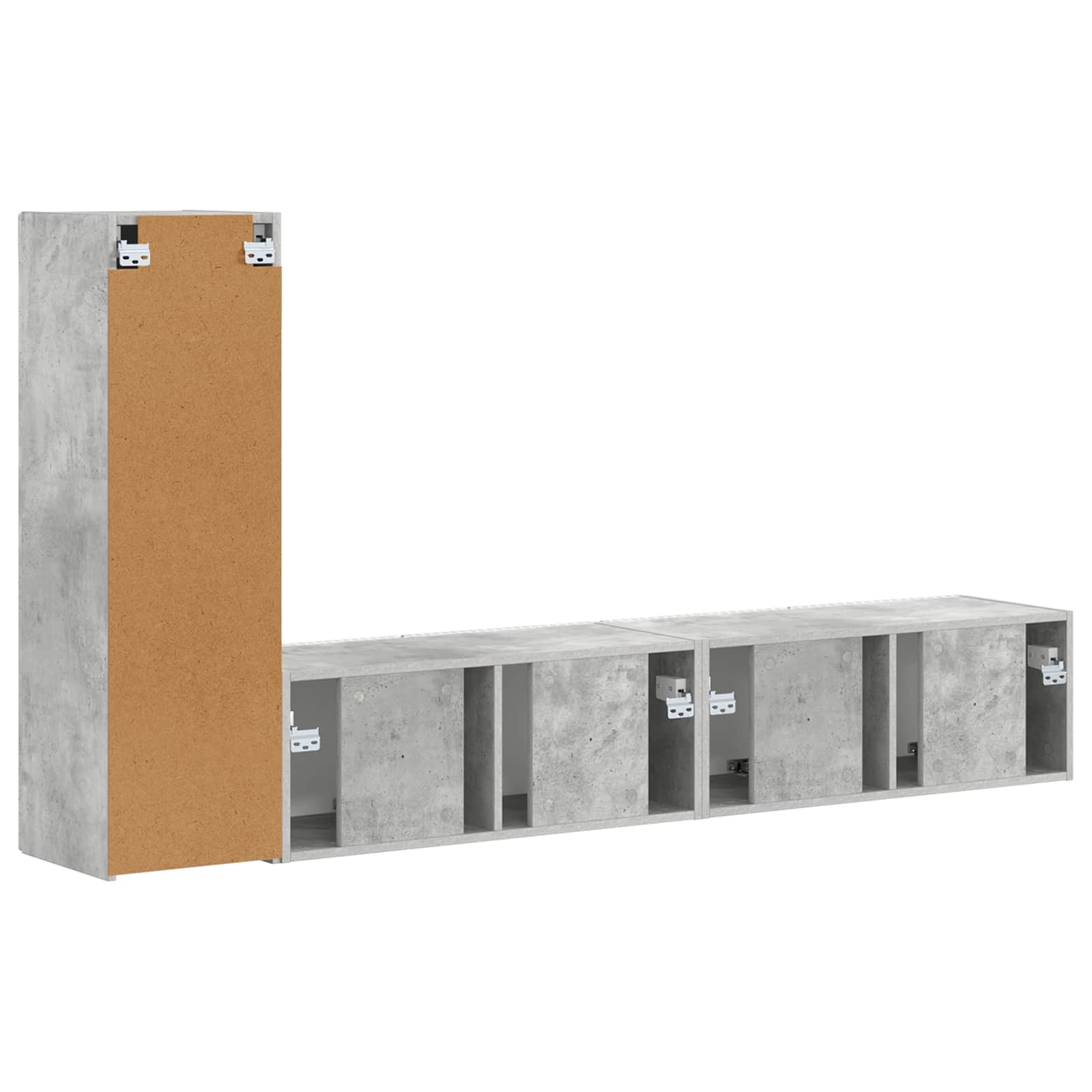 Set TV komoda Zidne 3 pcs Betonski sivi Konstruirano drvo