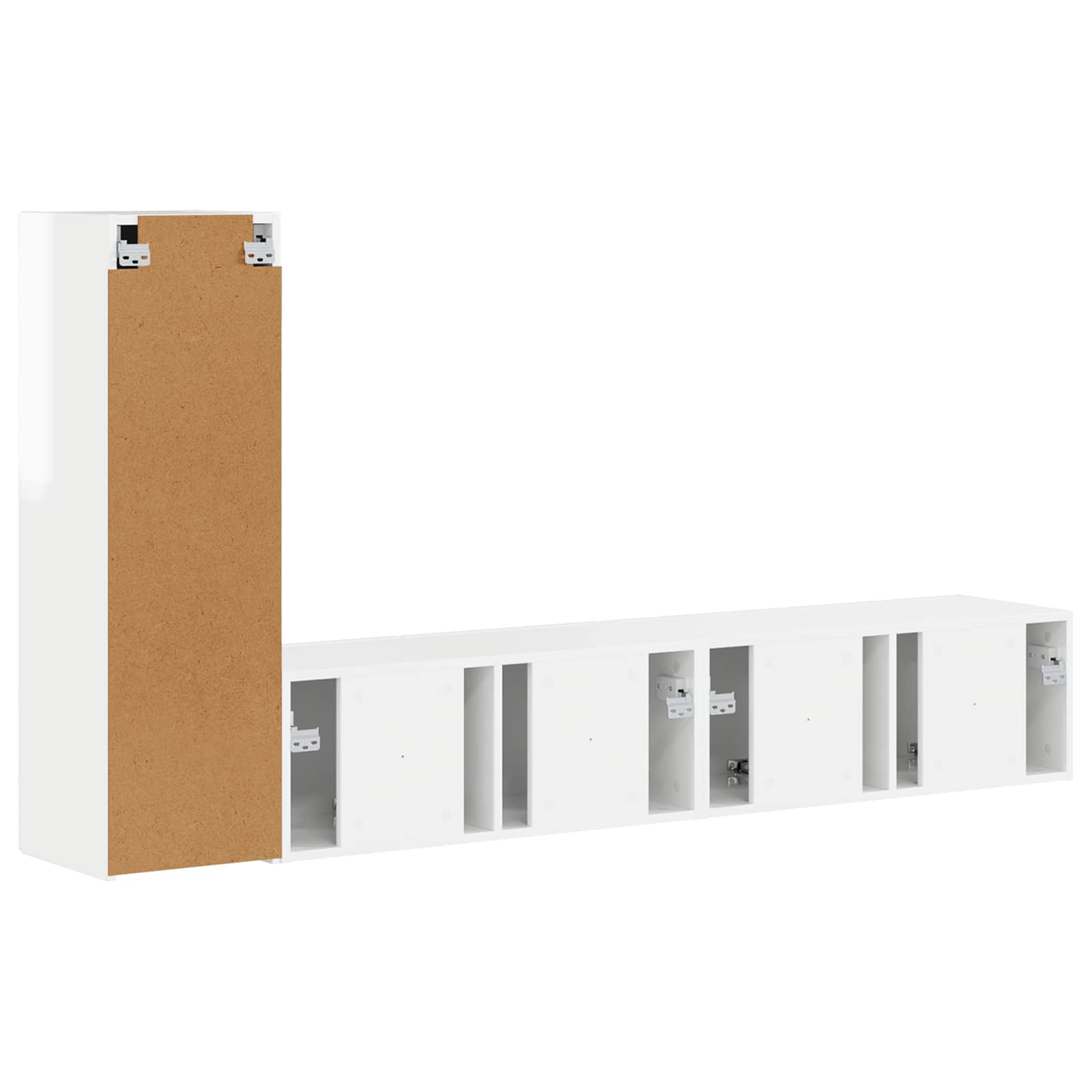 Set TV komoda Zidne 3 pcs Visoki sjaj bijela Konstruirano drvo