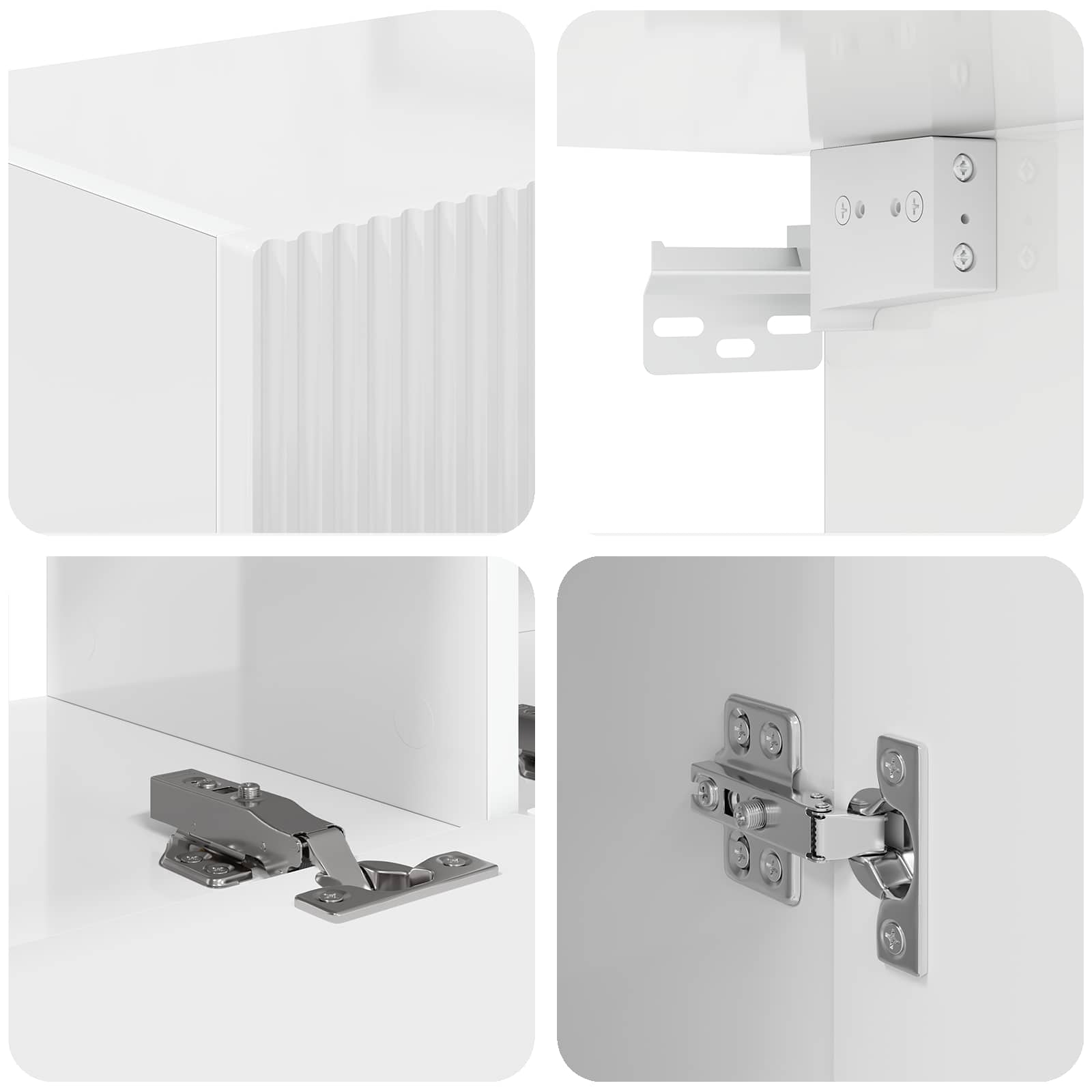 Set TV komoda Zidne 4 pcs Visoki sjaj bijela Konstruirano drvo