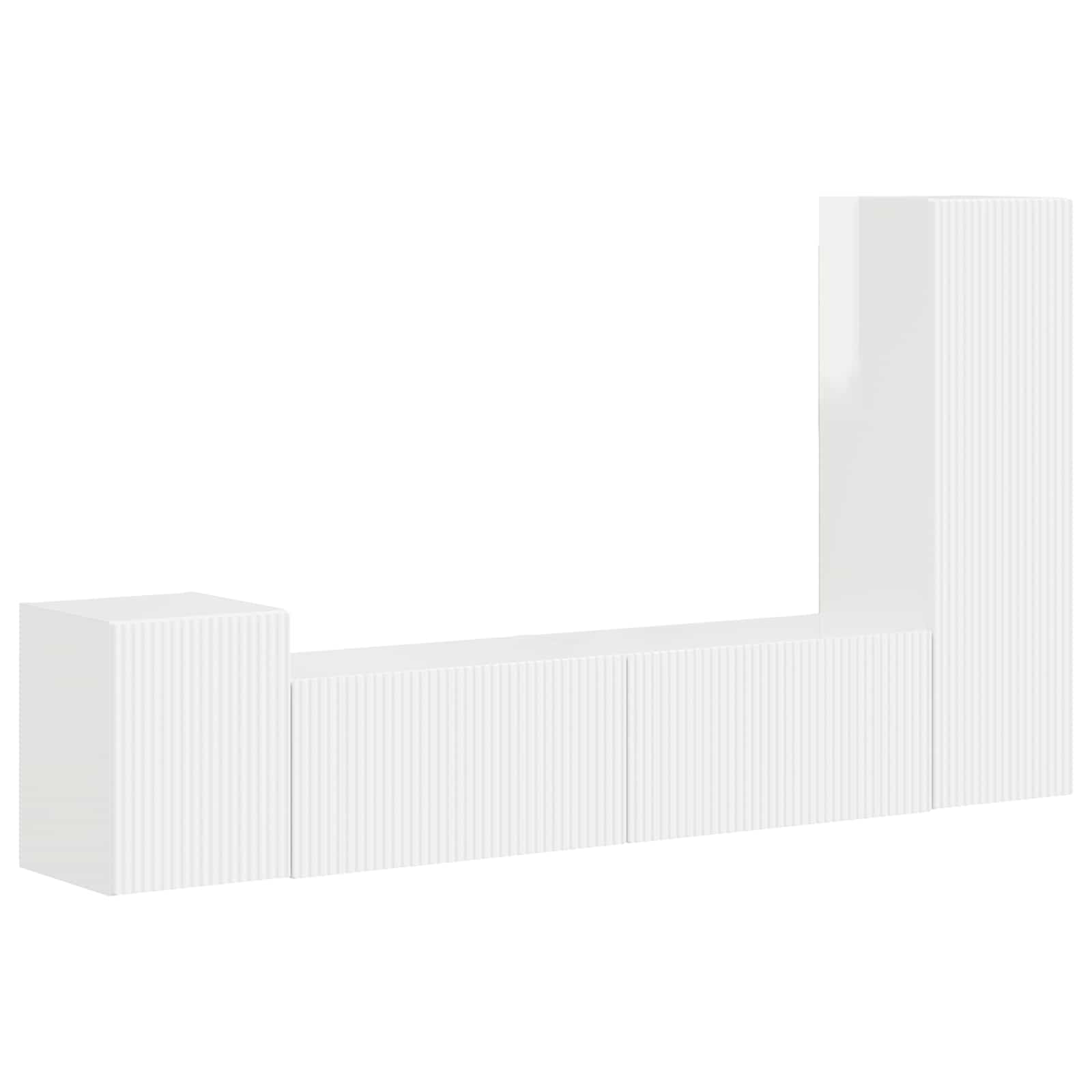 Set TV komoda Zidne 4 pcs Visoki sjaj bijela Konstruirano drvo
