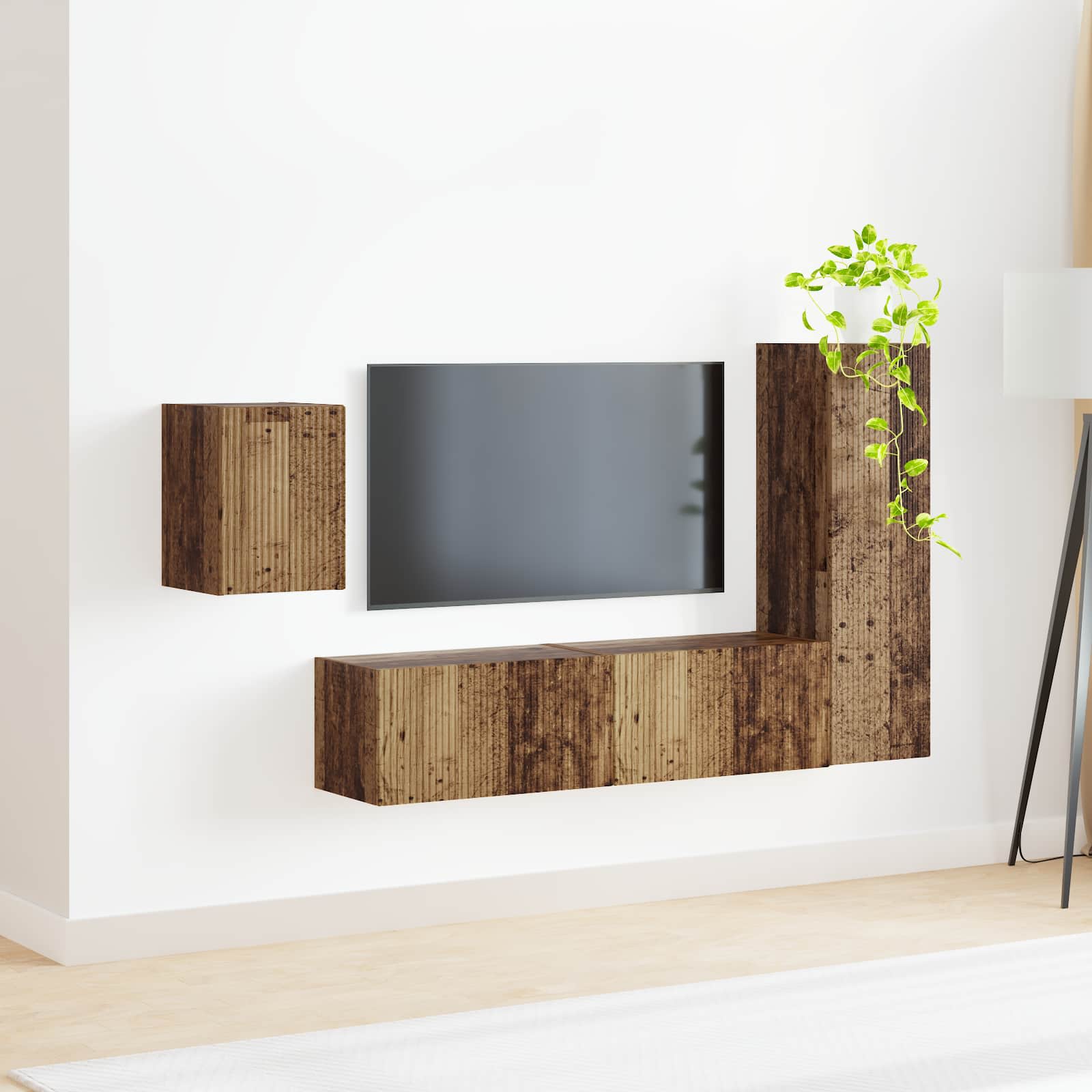 Set TV komoda Zidne 4 pcs Staro drvo Konstruirano drvo