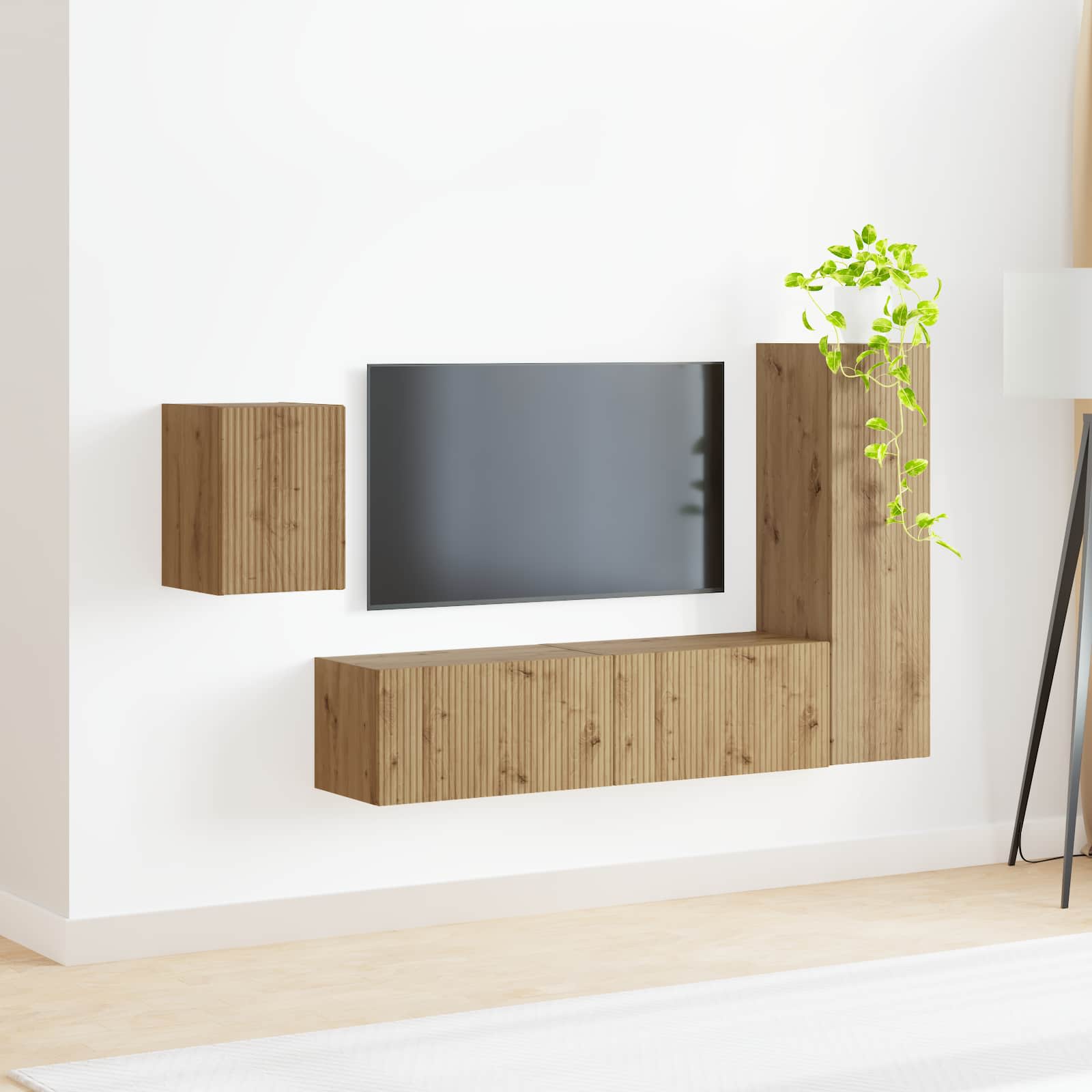 Set TV komoda Zidne 4 pcs Umjetnički hrast Konstruirano drvo
