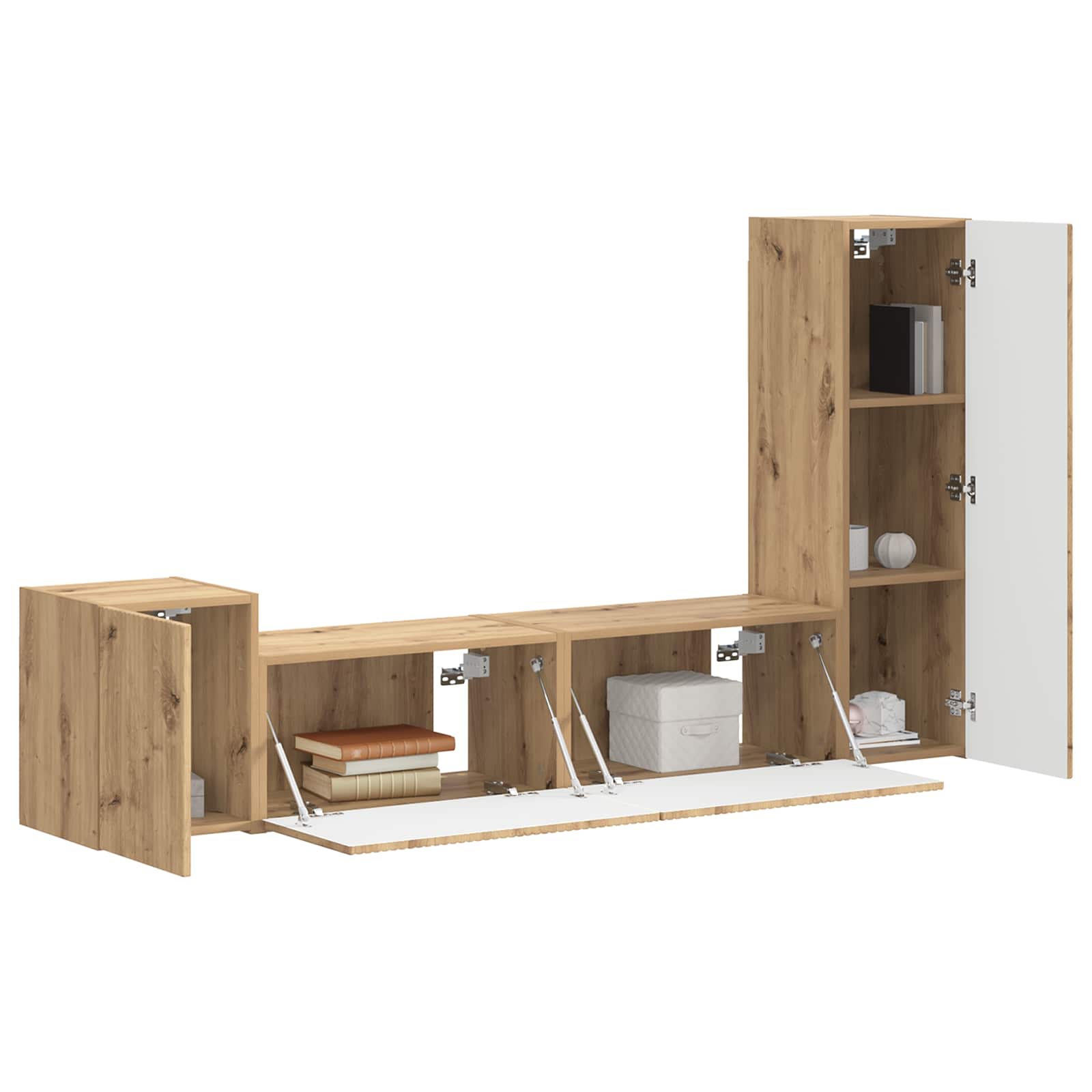 Set TV komoda Zidne 4 pcs Umjetnički hrast Konstruirano drvo