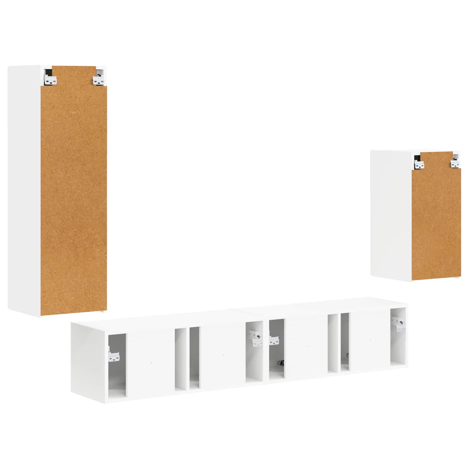 Set TV komoda Zidne 4 pcs Bijelo Konstruirano drvo