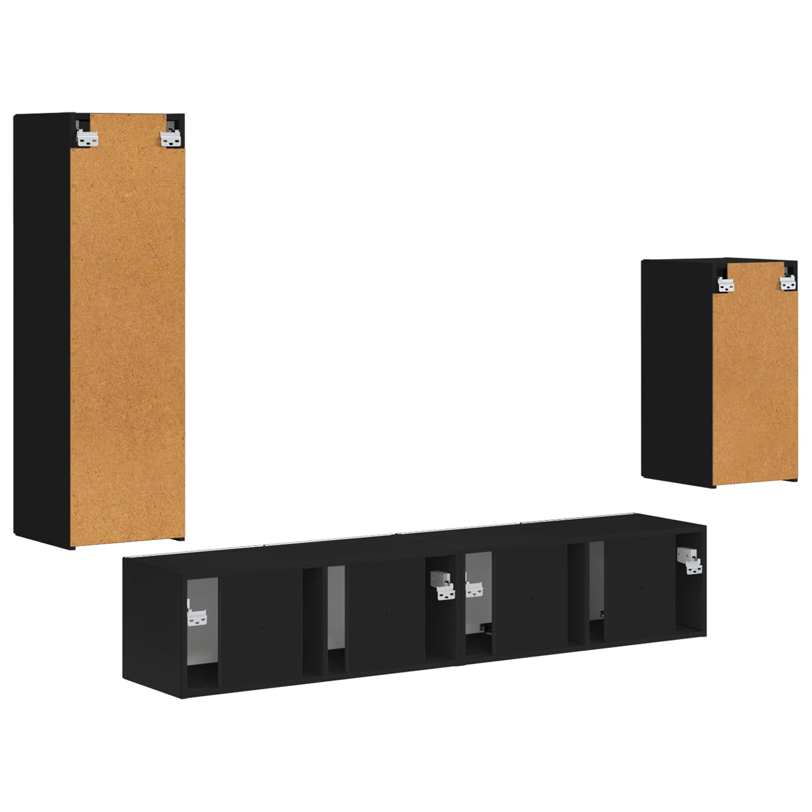 Set TV komoda Zidne 4 pcs Crna Konstruirano drvo