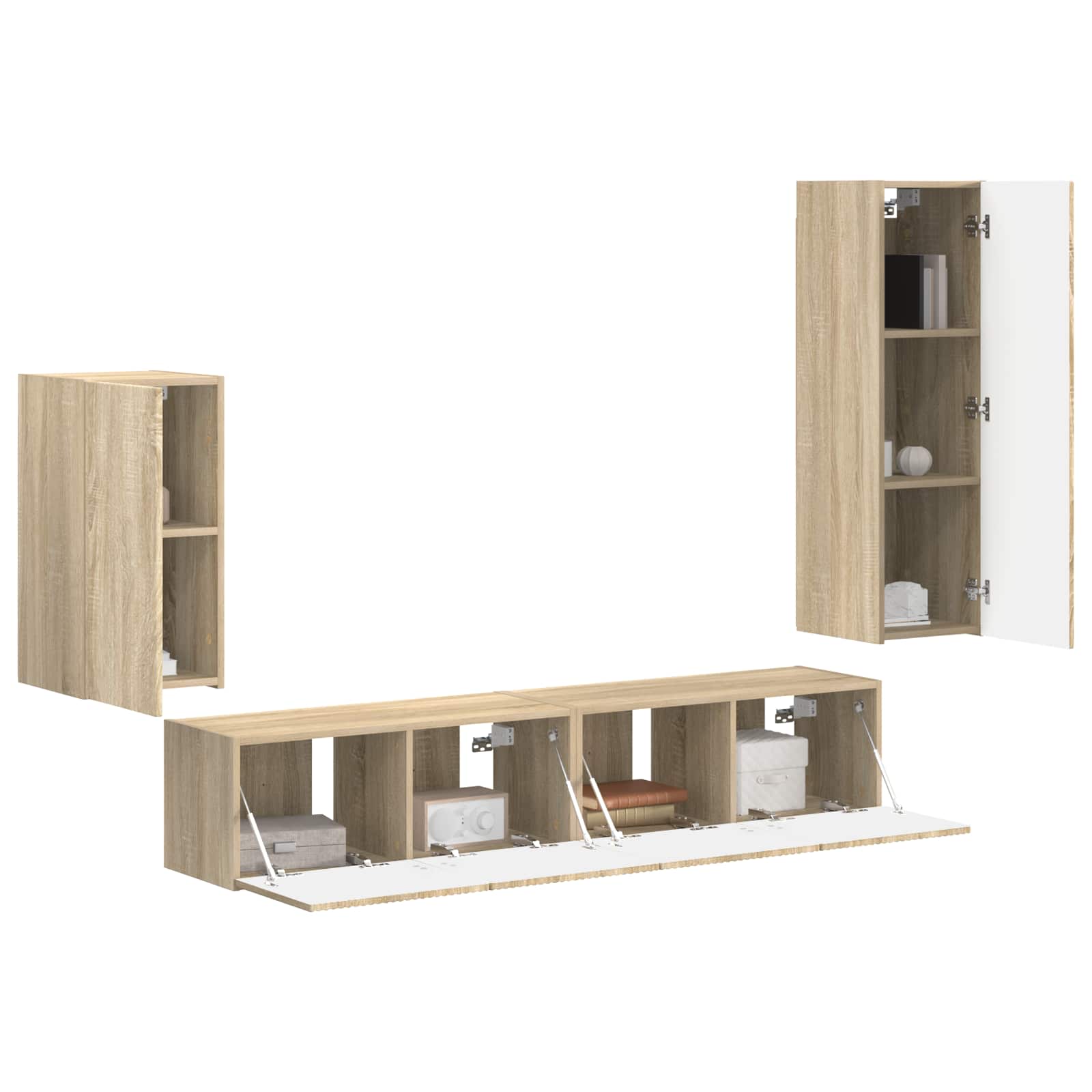 Set TV komoda Zidne 4 pcs Sonoma hrast Konstruirano drvo