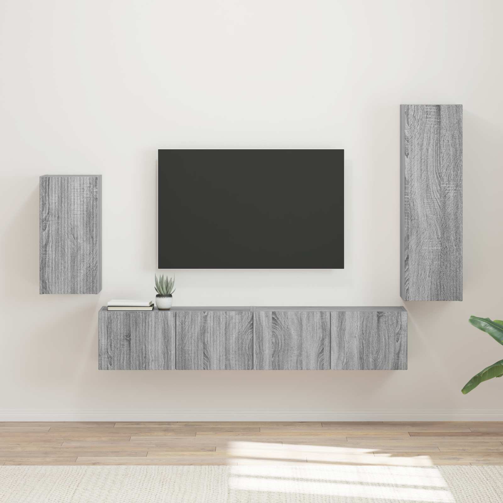 Set TV komoda Zidne 4 pcs Siva Sonoma Konstruirano drvo