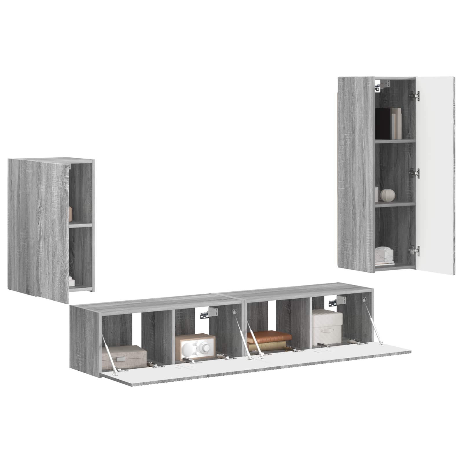 Set TV komoda Zidne 4 pcs Siva Sonoma Konstruirano drvo