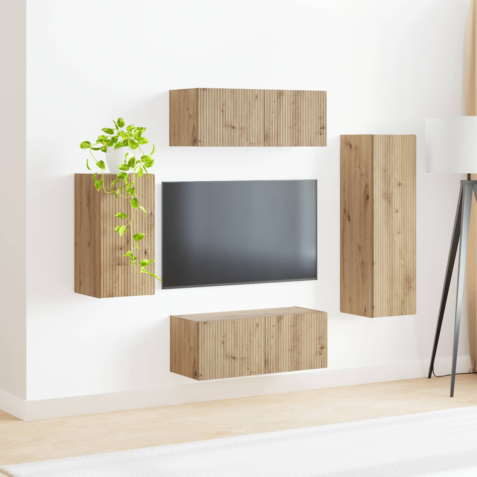 Set TV komoda Zidne 4 pcs Umjetnički hrast Konstruirano drvo
