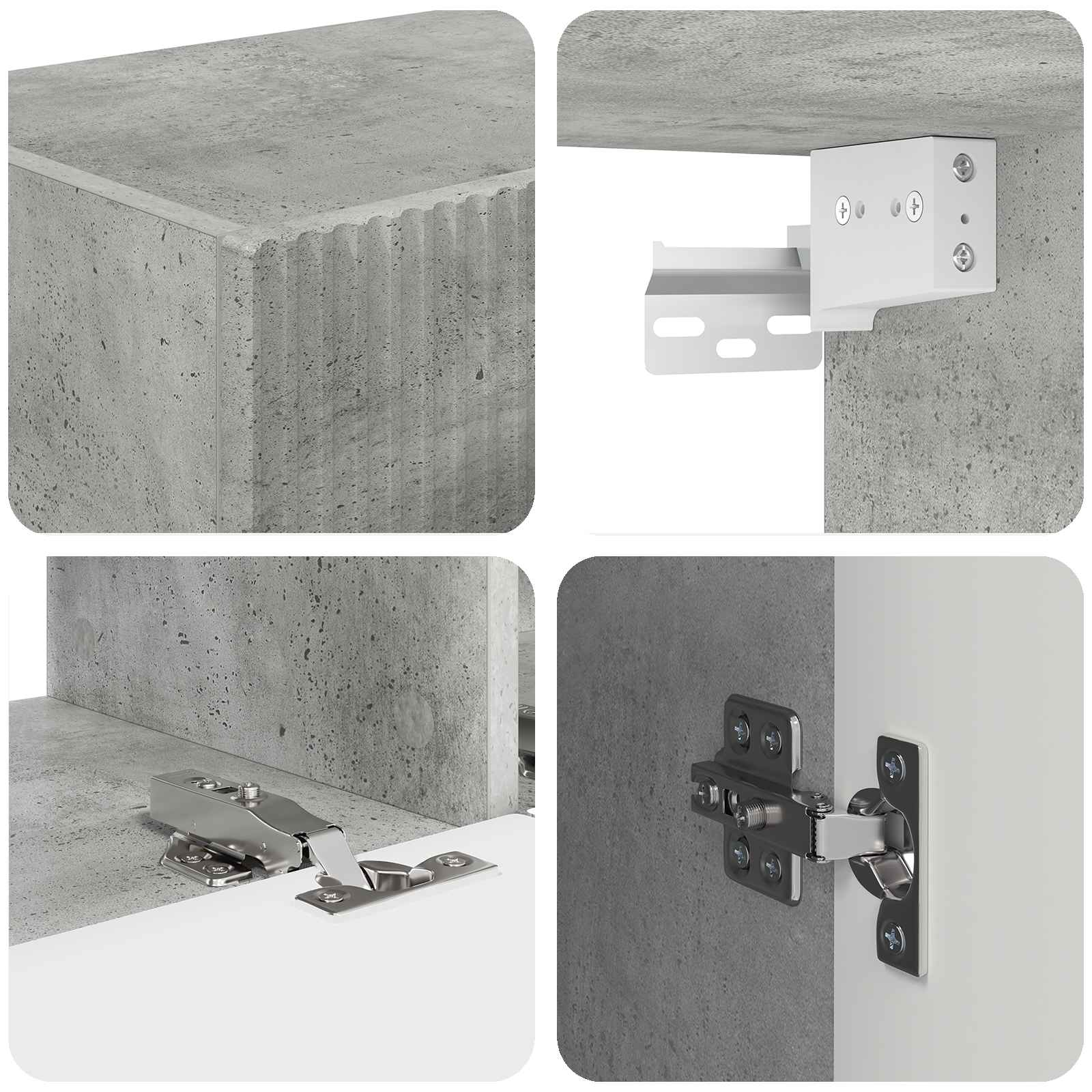 Set TV komoda Zidne 3 pcs Betonski sivi Konstruirano drvo