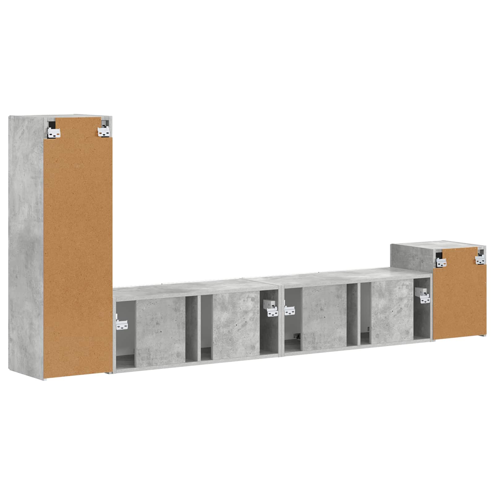 Set TV komoda Zidne 3 pcs Betonski sivi Konstruirano drvo