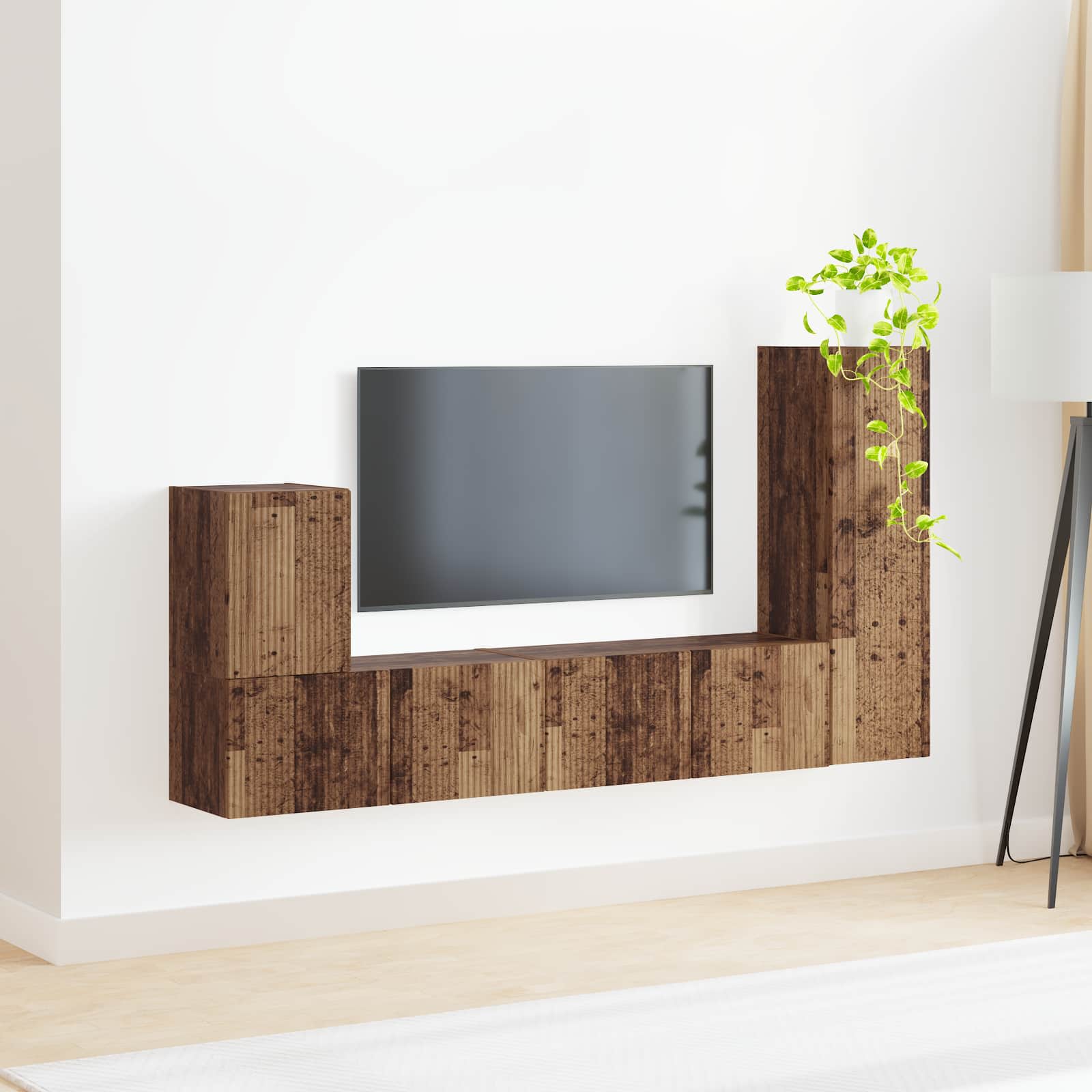 Set TV komoda Zidne 3 pcs Staro drvo Konstruirano drvo