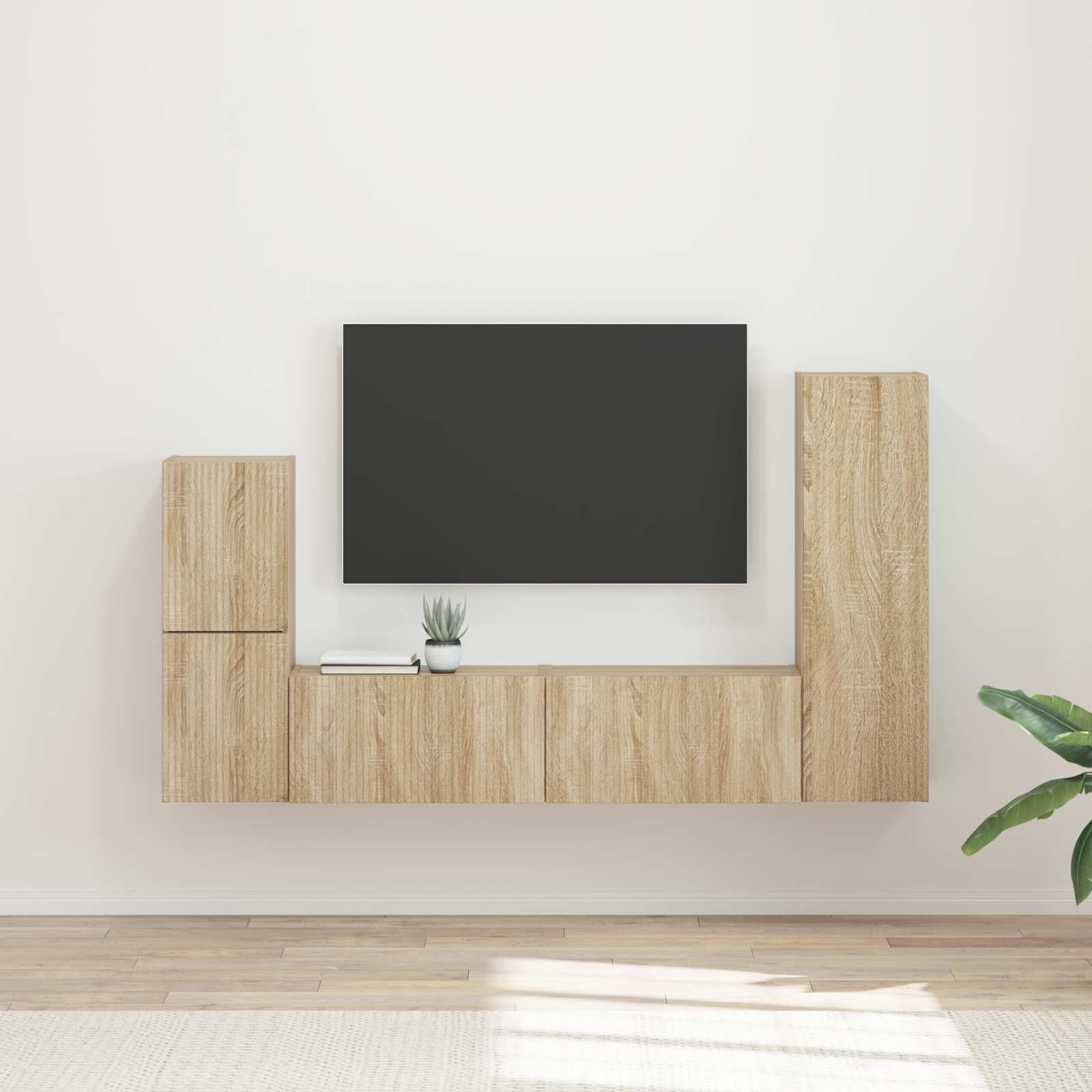Set TV komoda Zidne 4 pcs Sonoma hrast Konstruirano drvo
