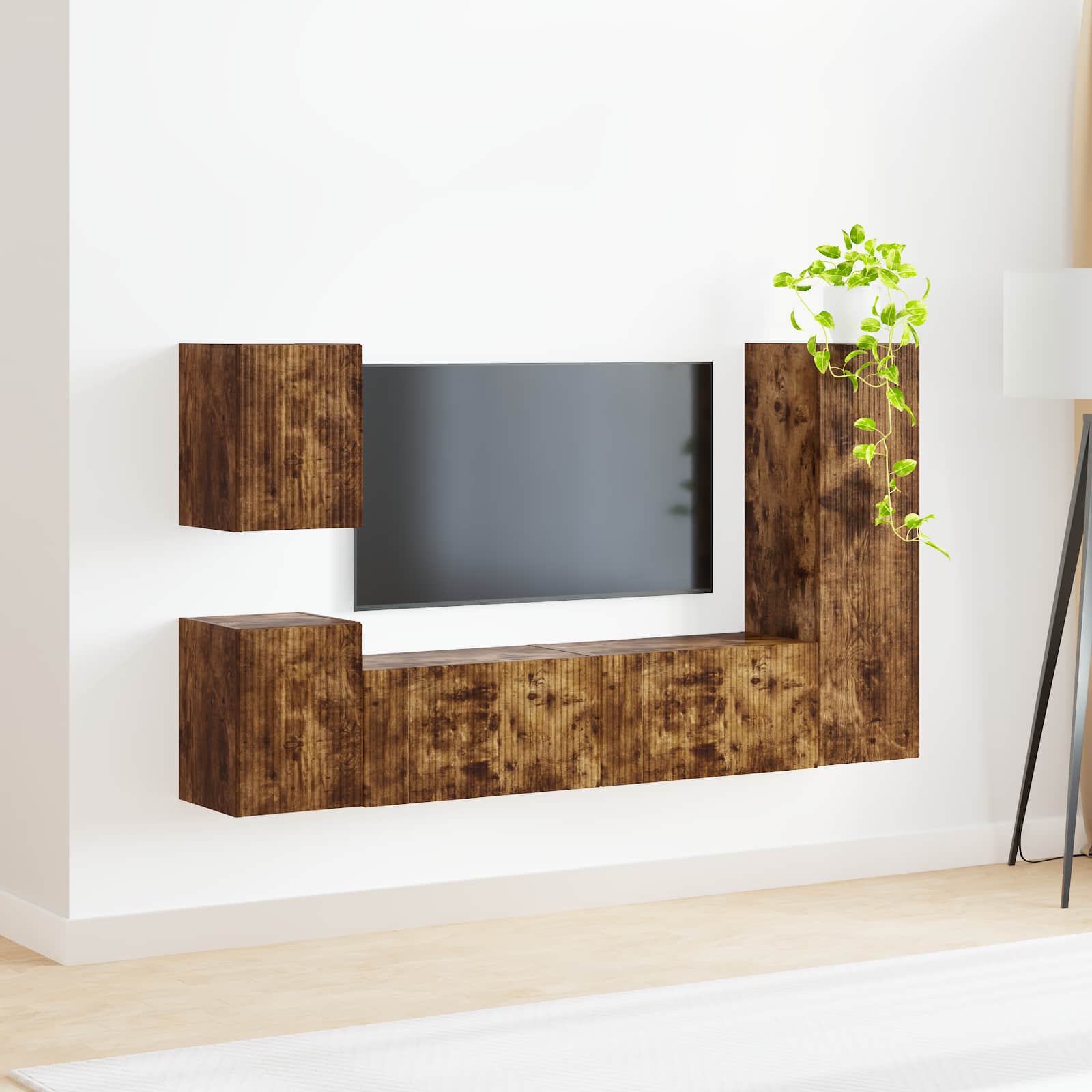 Set TV komoda Zidne 4 pcs Dimljeni hrast Konstruirano drvo