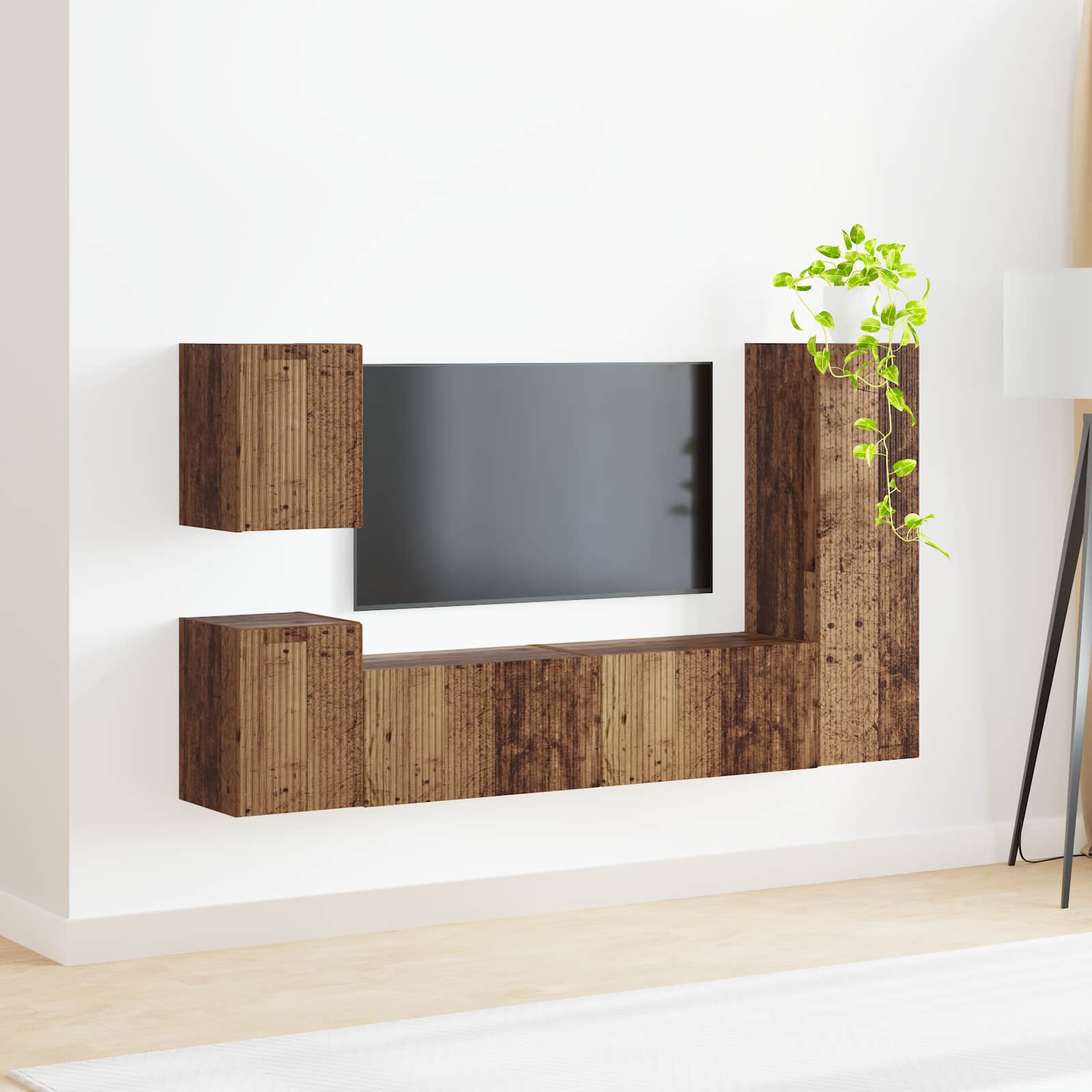 Set TV komoda Zidne 4 pcs Staro drvo Konstruirano drvo