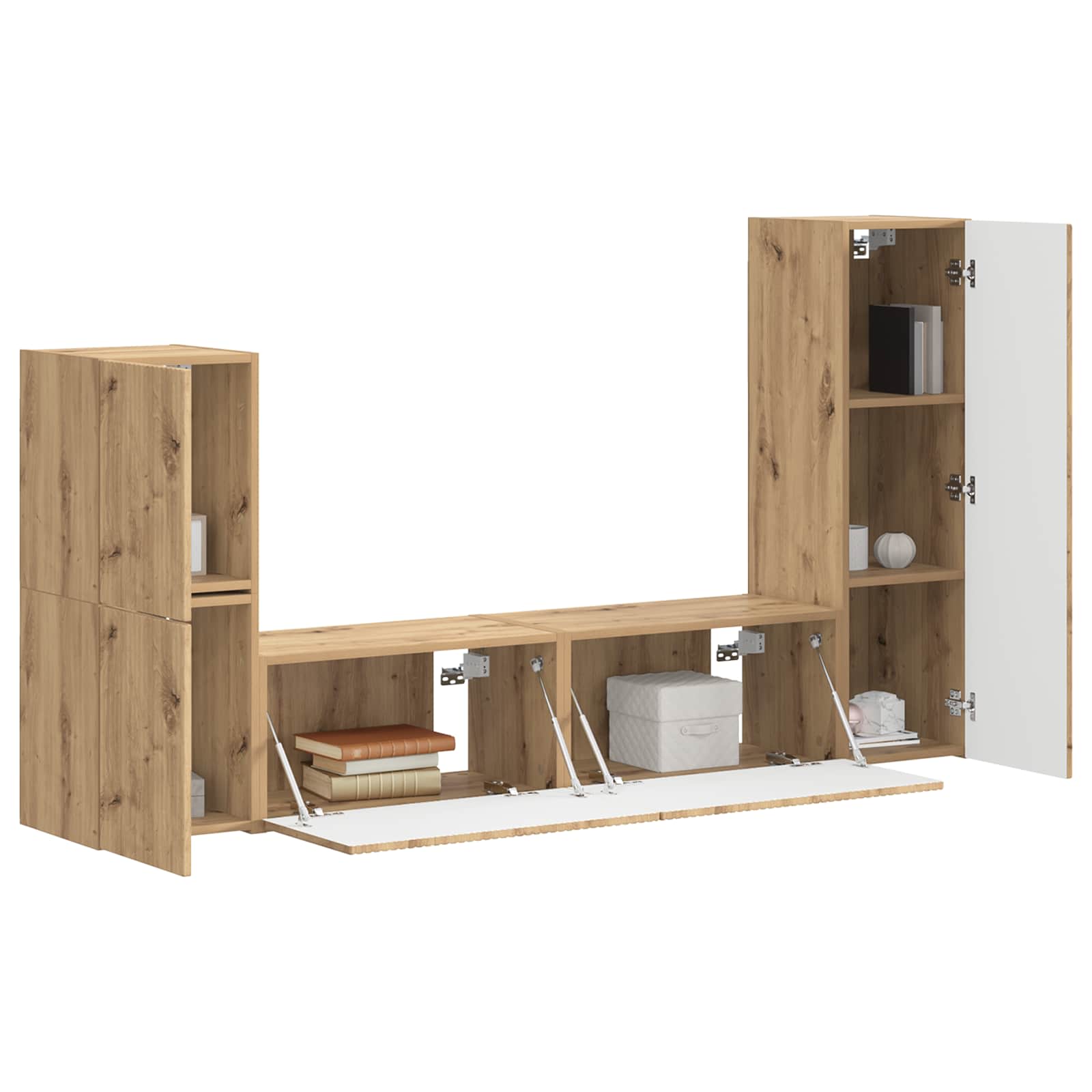 Set TV komoda Zidne 4 pcs Umjetnički hrast Konstruirano drvo