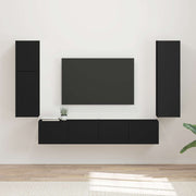 Set TV komoda 4 kom. Crna Konstruirano drvo