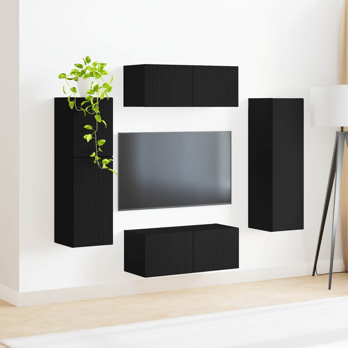 Set TV komoda 4 kom. Crna Konstruirano drvo