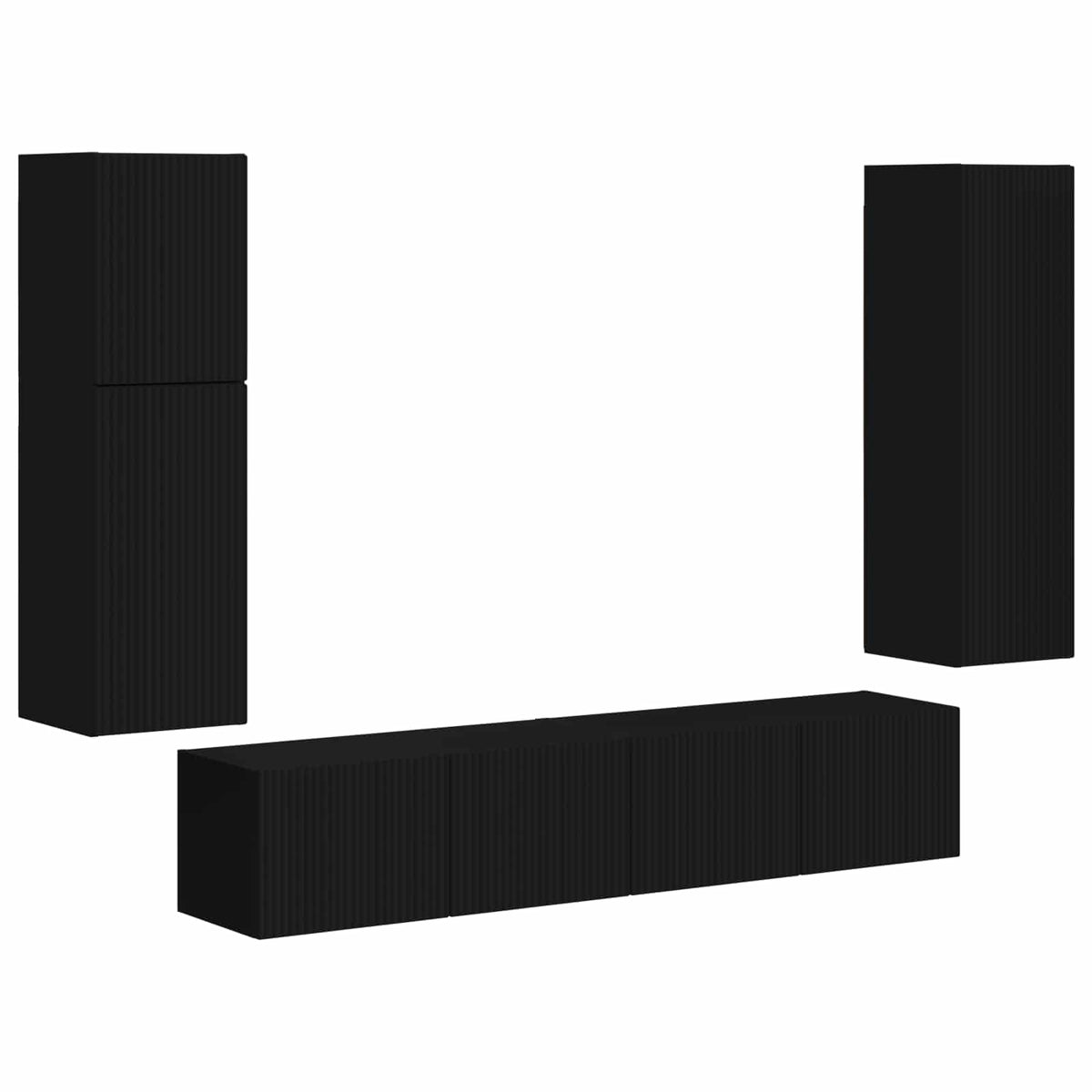 Set TV komoda 4 kom. Crna Konstruirano drvo