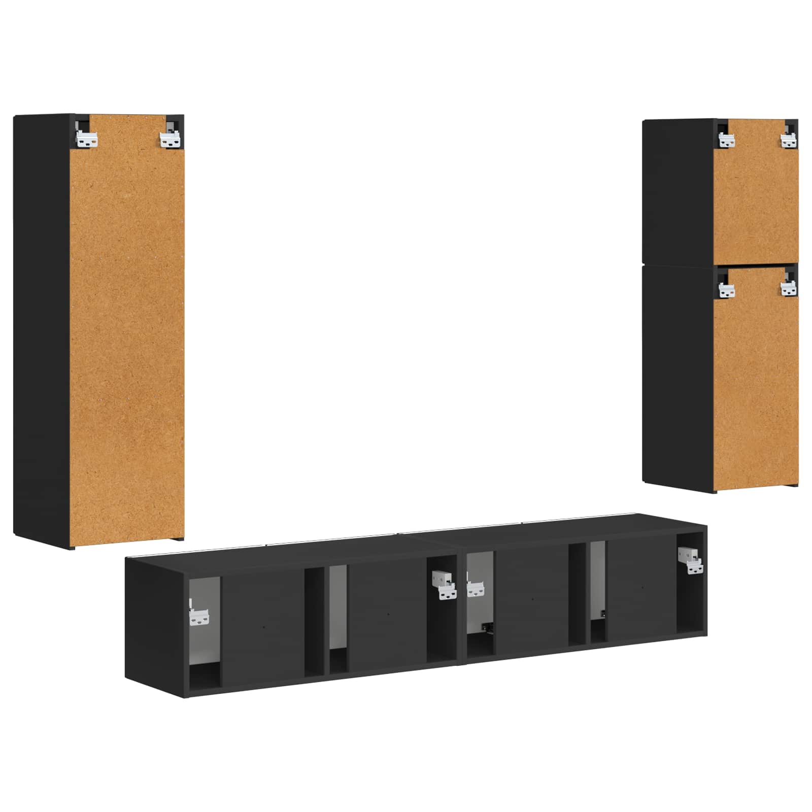 Set TV komoda Zidne 4 pcs Crna Konstruirano drvo