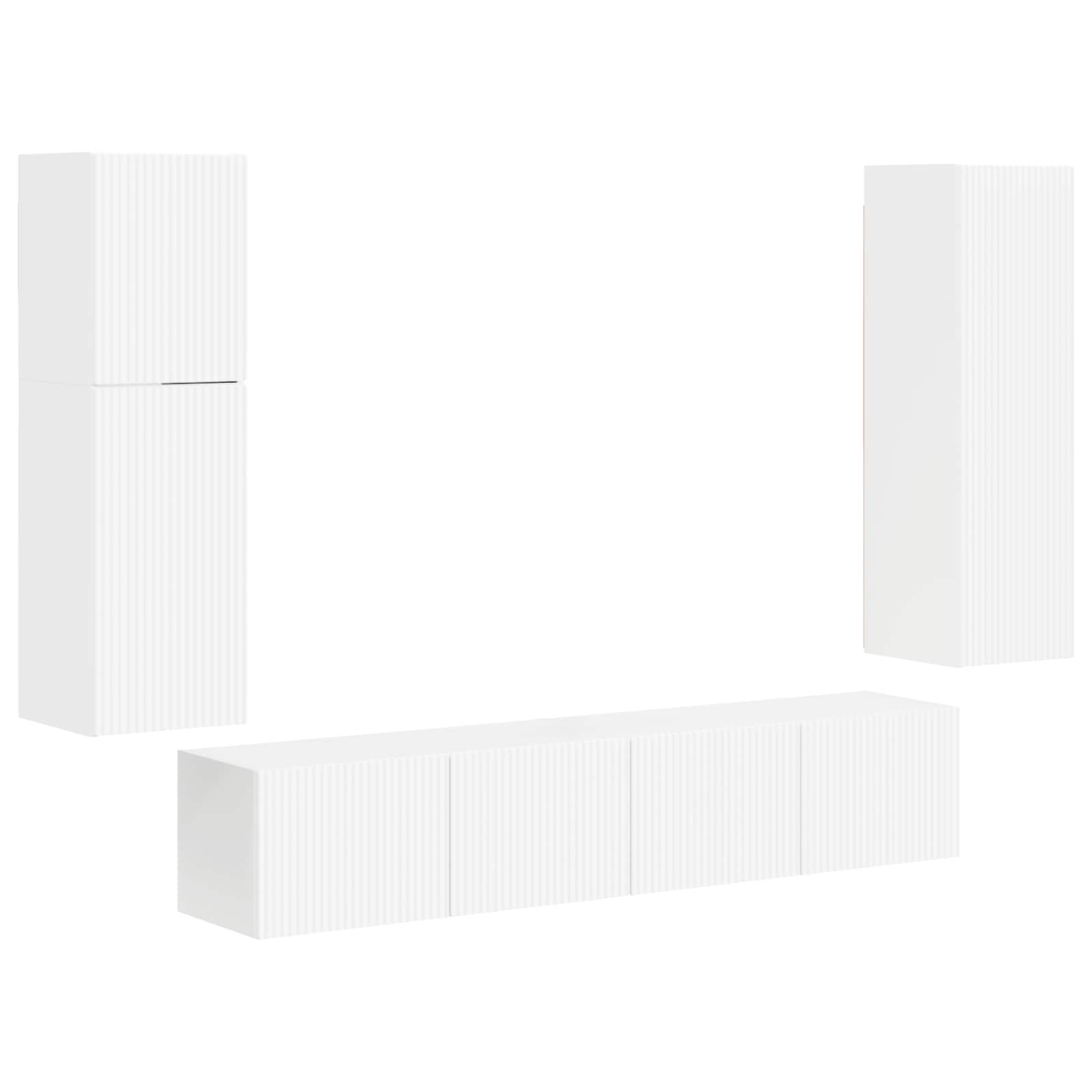 Set TV komoda Zidne 4 pcs Visoki sjaj bijela Konstruirano drvo