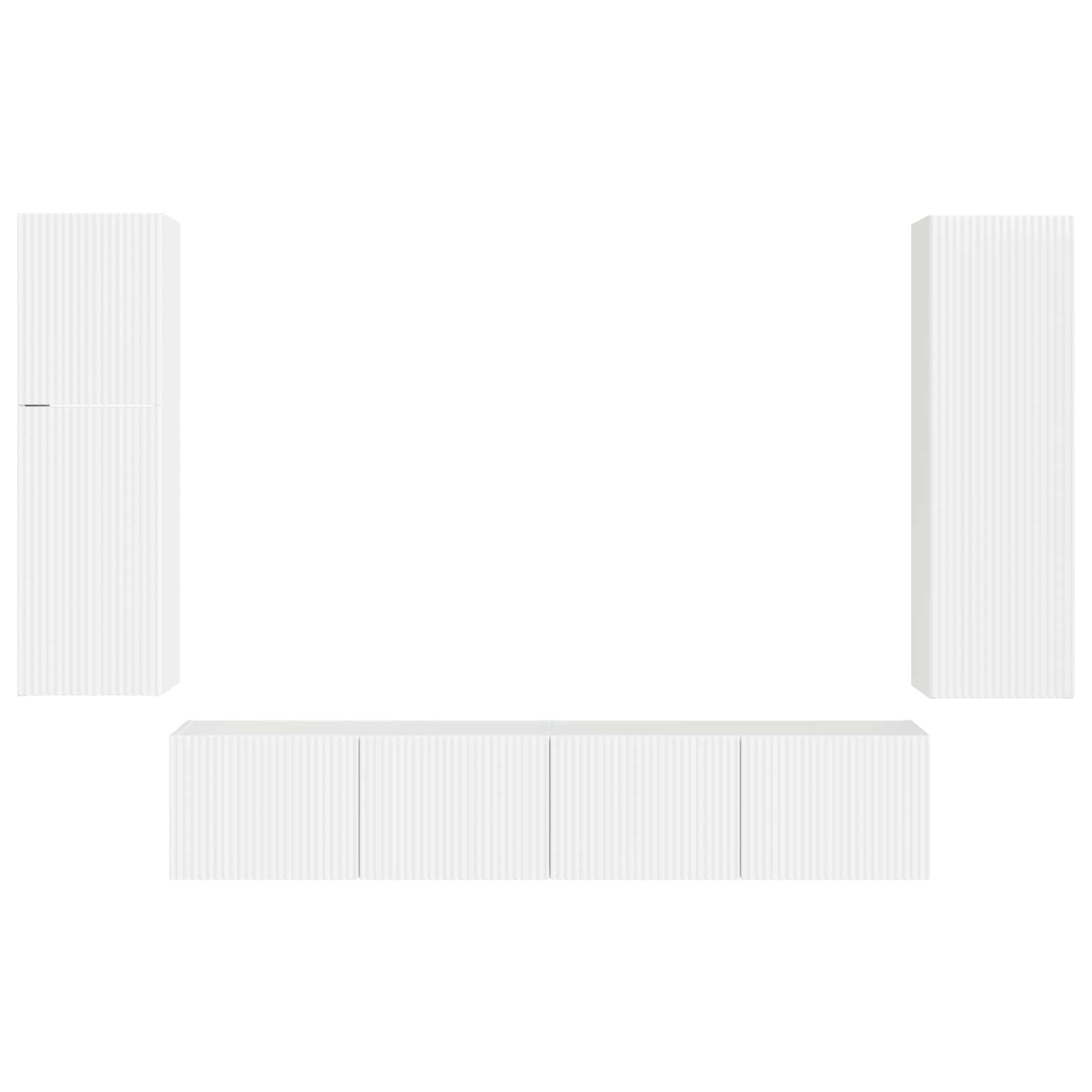 Set TV komoda Zidne 4 pcs Visoki sjaj bijela Konstruirano drvo