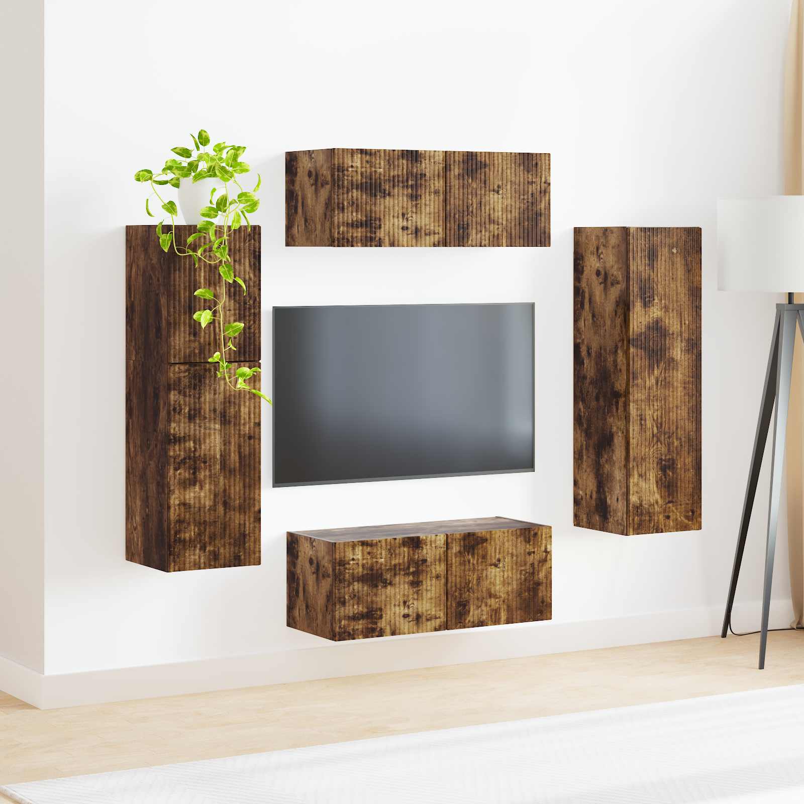 Set TV komoda Zidne 4 pcs Dimljeni hrast Konstruirano drvo