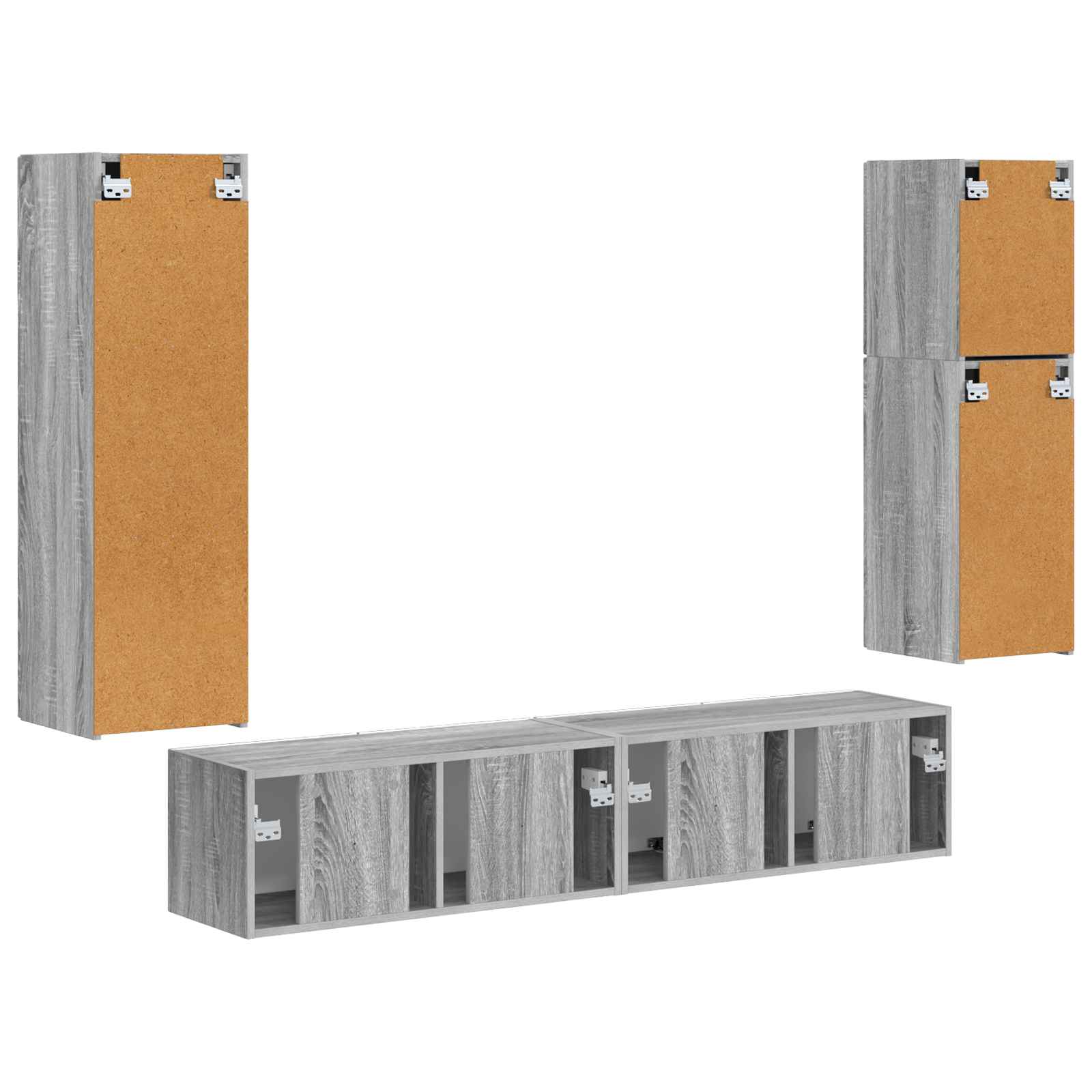 Set TV komoda Zidne 4 pcs Siva Sonoma Konstruirano drvo