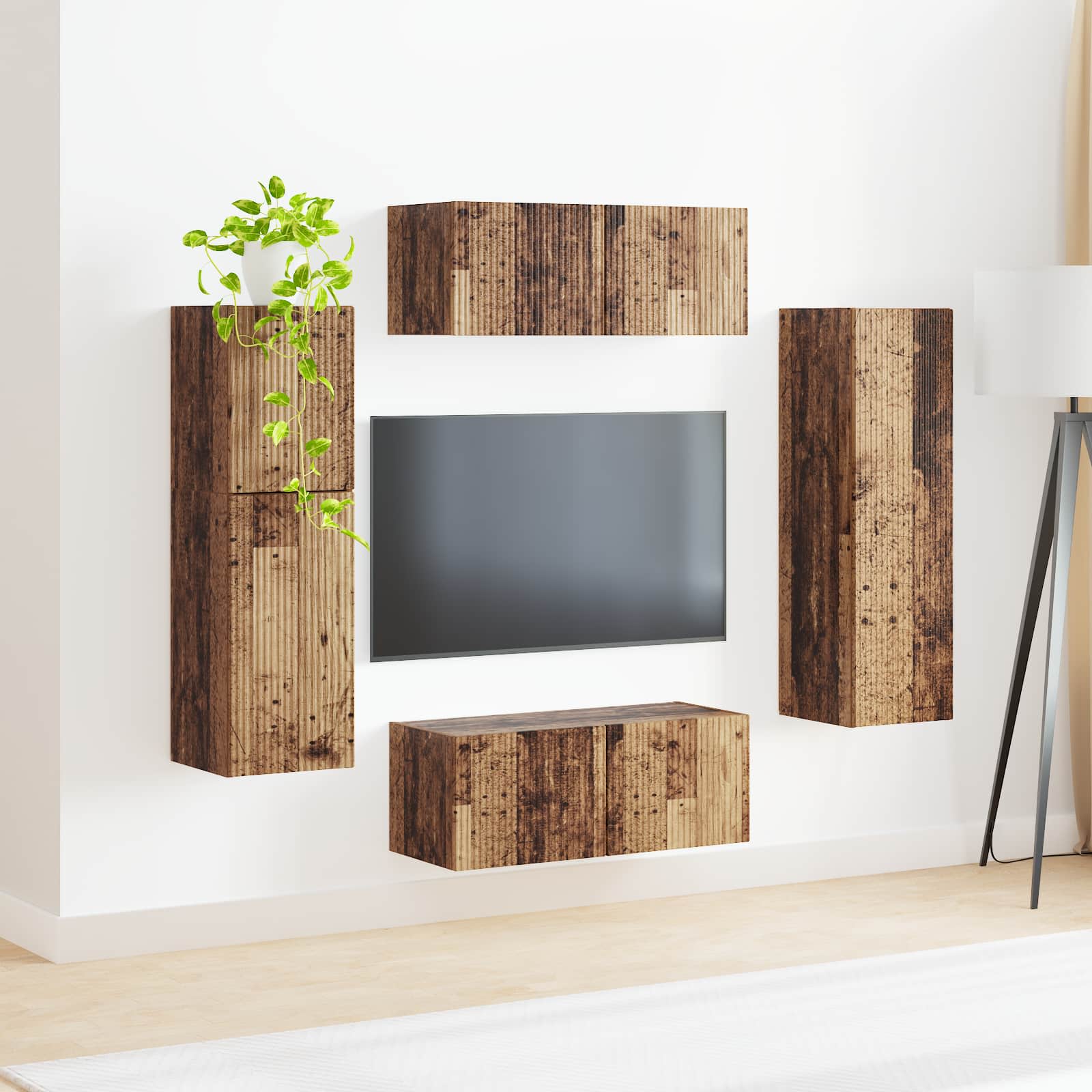 Set TV komoda Zidne 4 pcs Staro drvo Konstruirano drvo