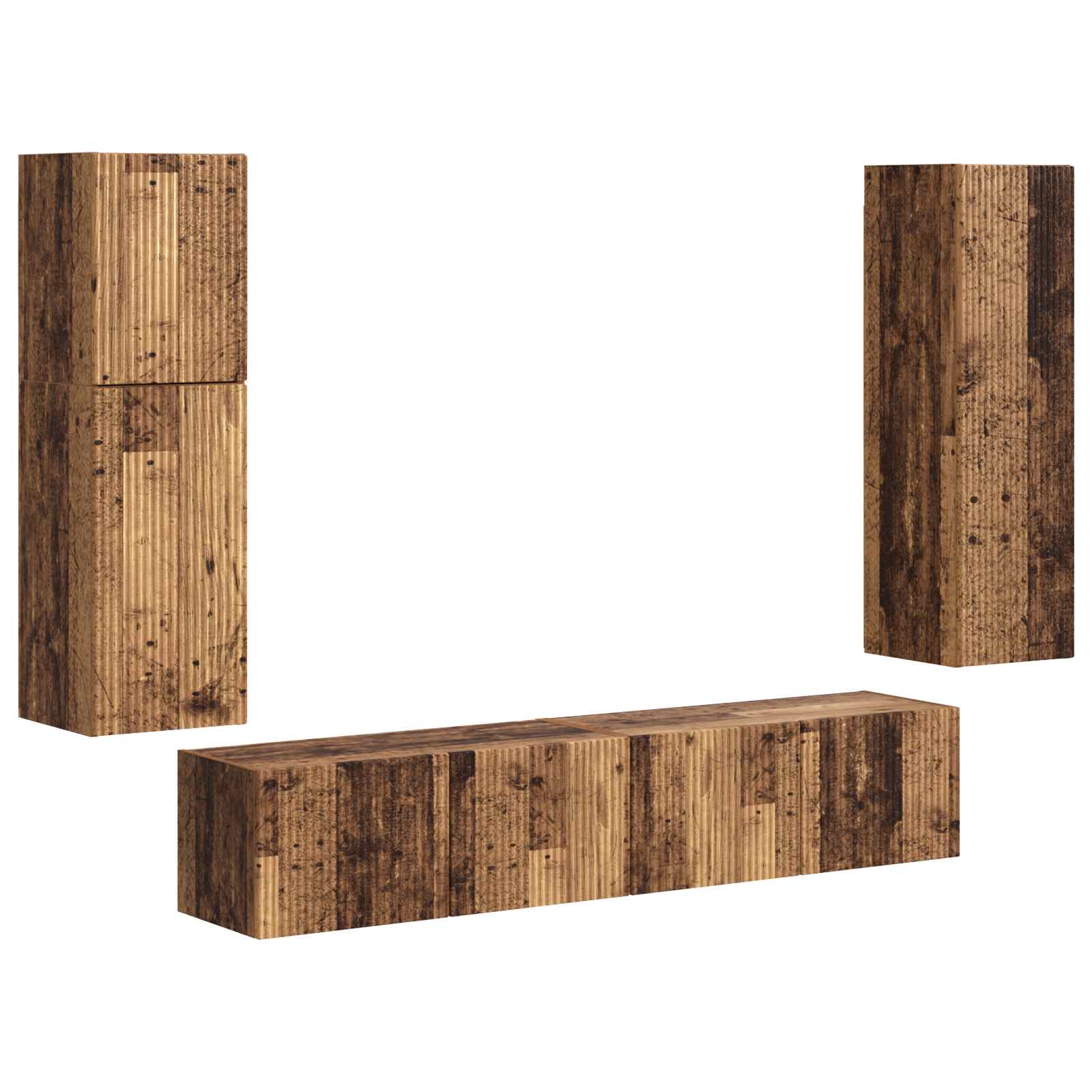 Set TV komoda Zidne 4 pcs Staro drvo Konstruirano drvo