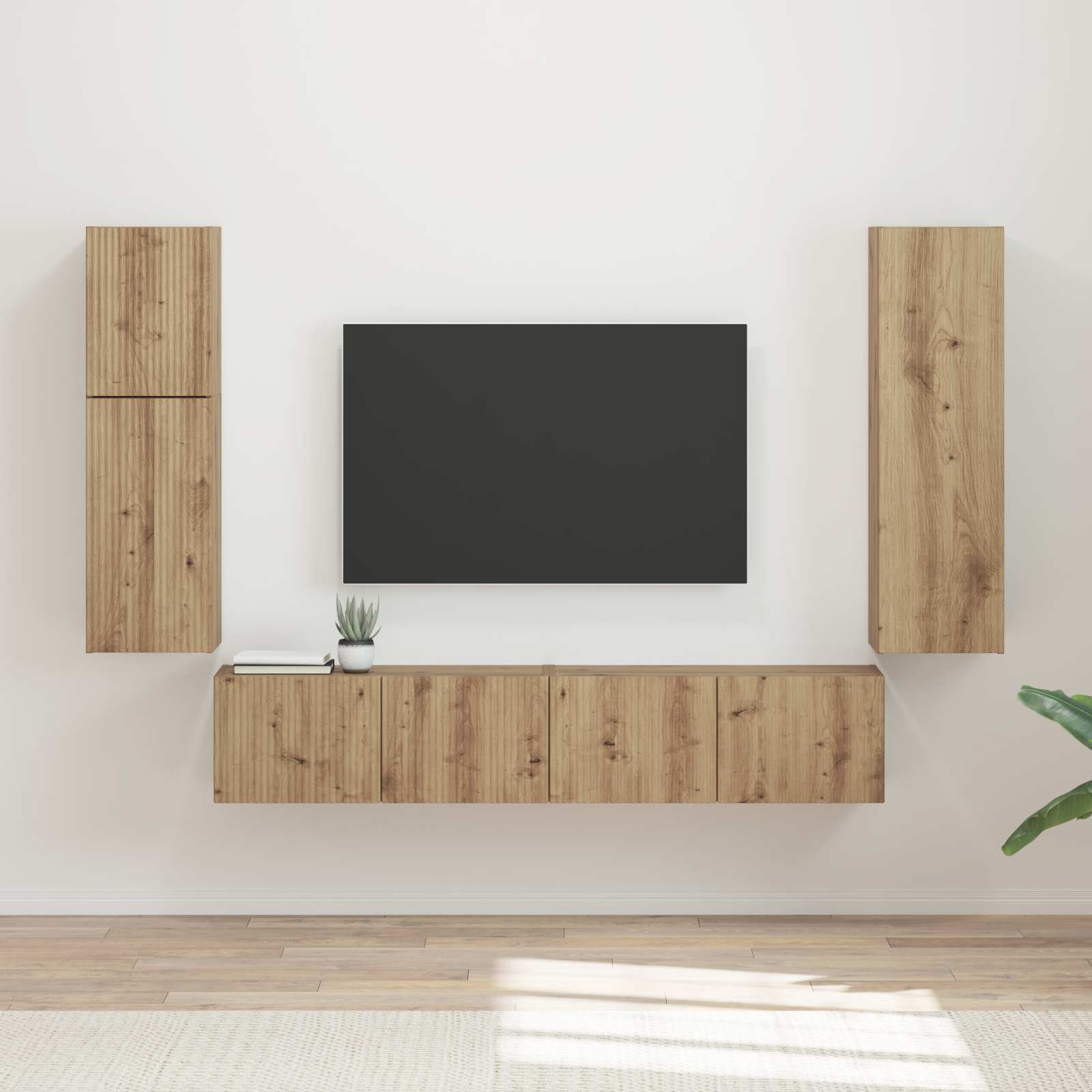 Set TV komoda Zidne 4 pcs Umjetnički hrast Konstruirano drvo