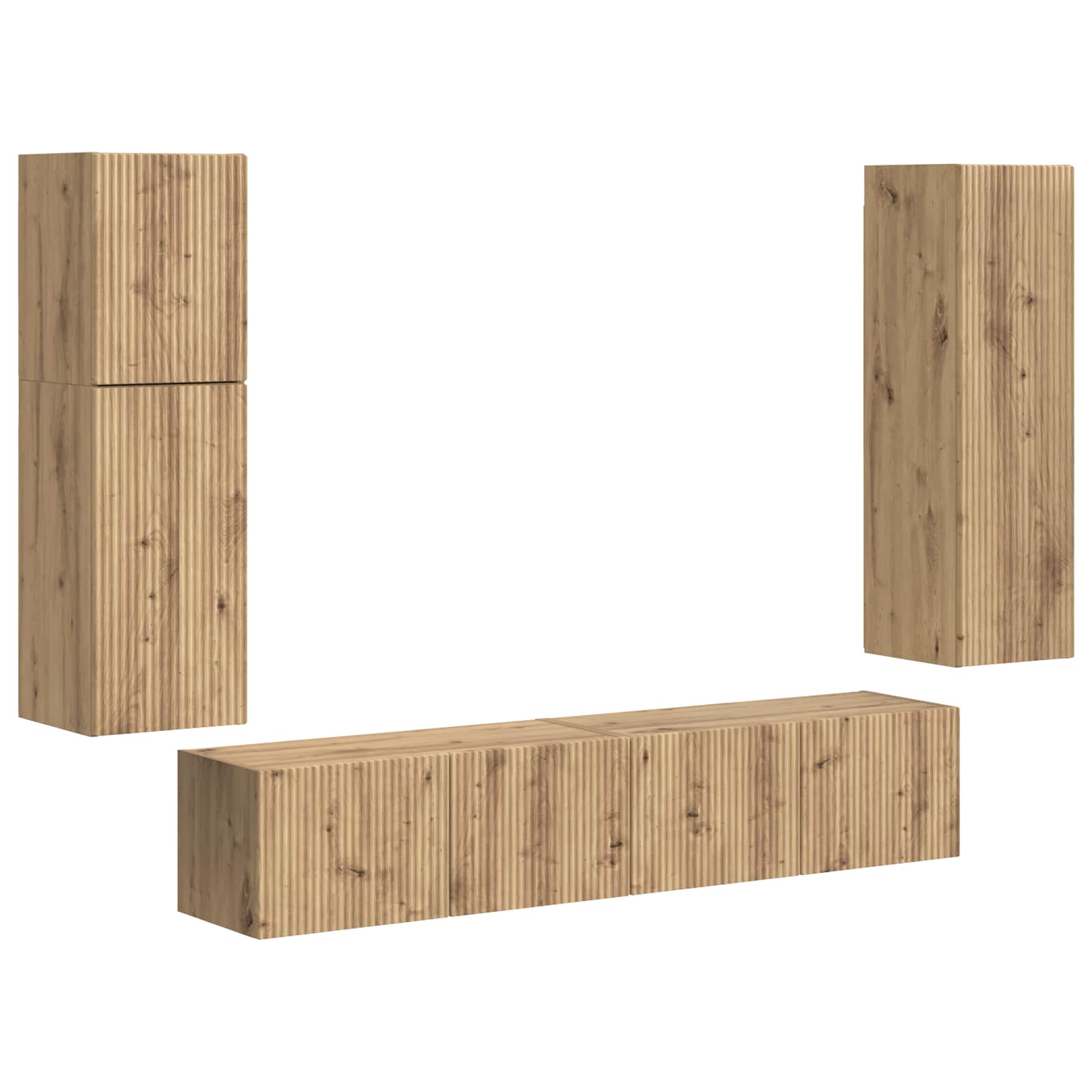 Set TV komoda Zidne 4 pcs Umjetnički hrast Konstruirano drvo