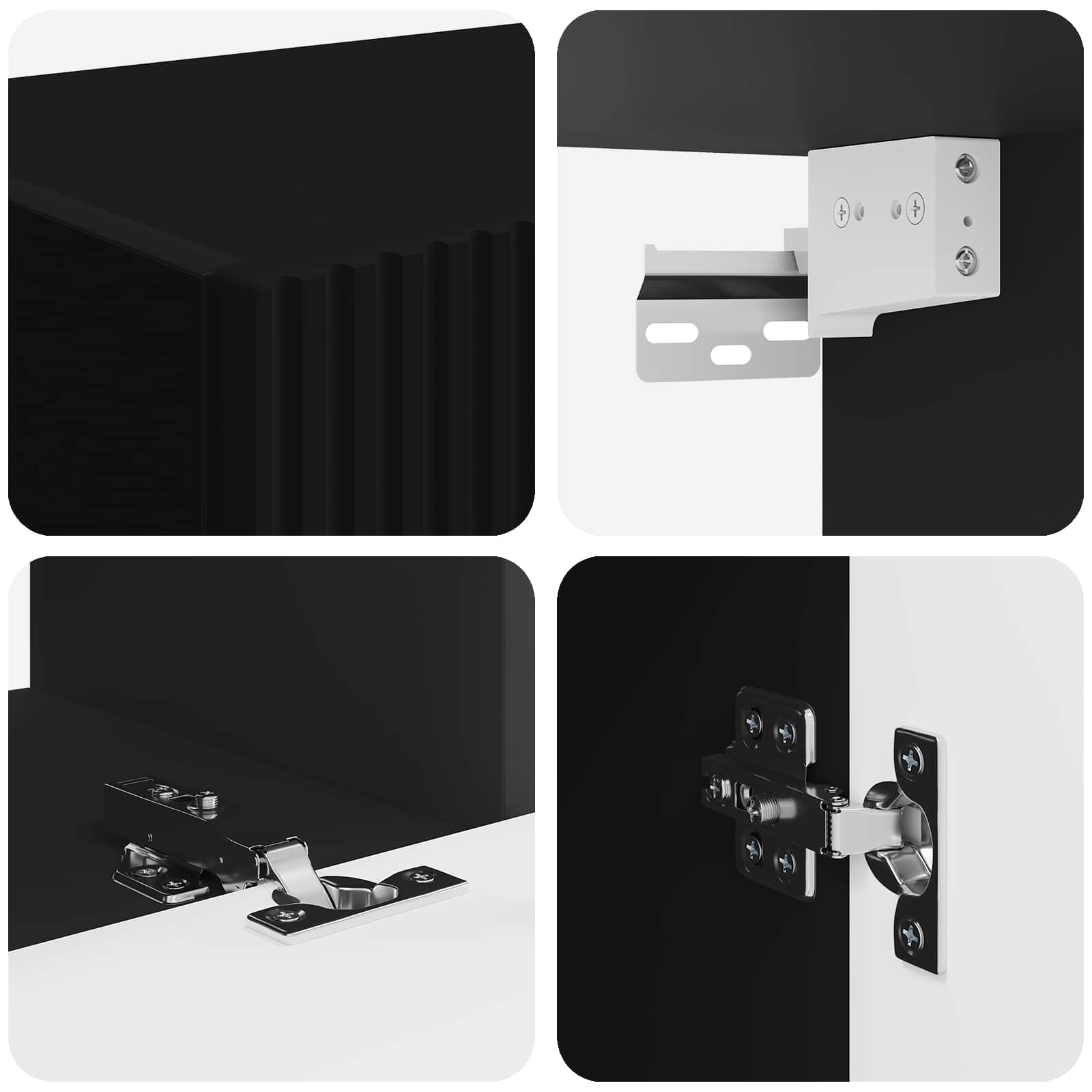 Set TV komoda Zidne 4 pcs Crna Konstruirano drvo