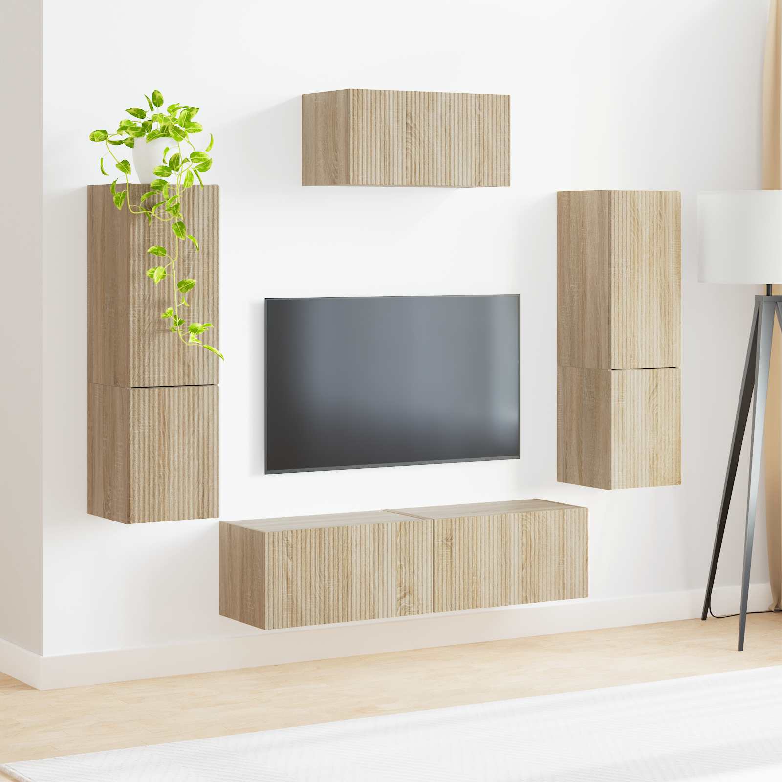 Set TV komoda Zidne 4 pcs Sonoma hrast Konstruirano drvo