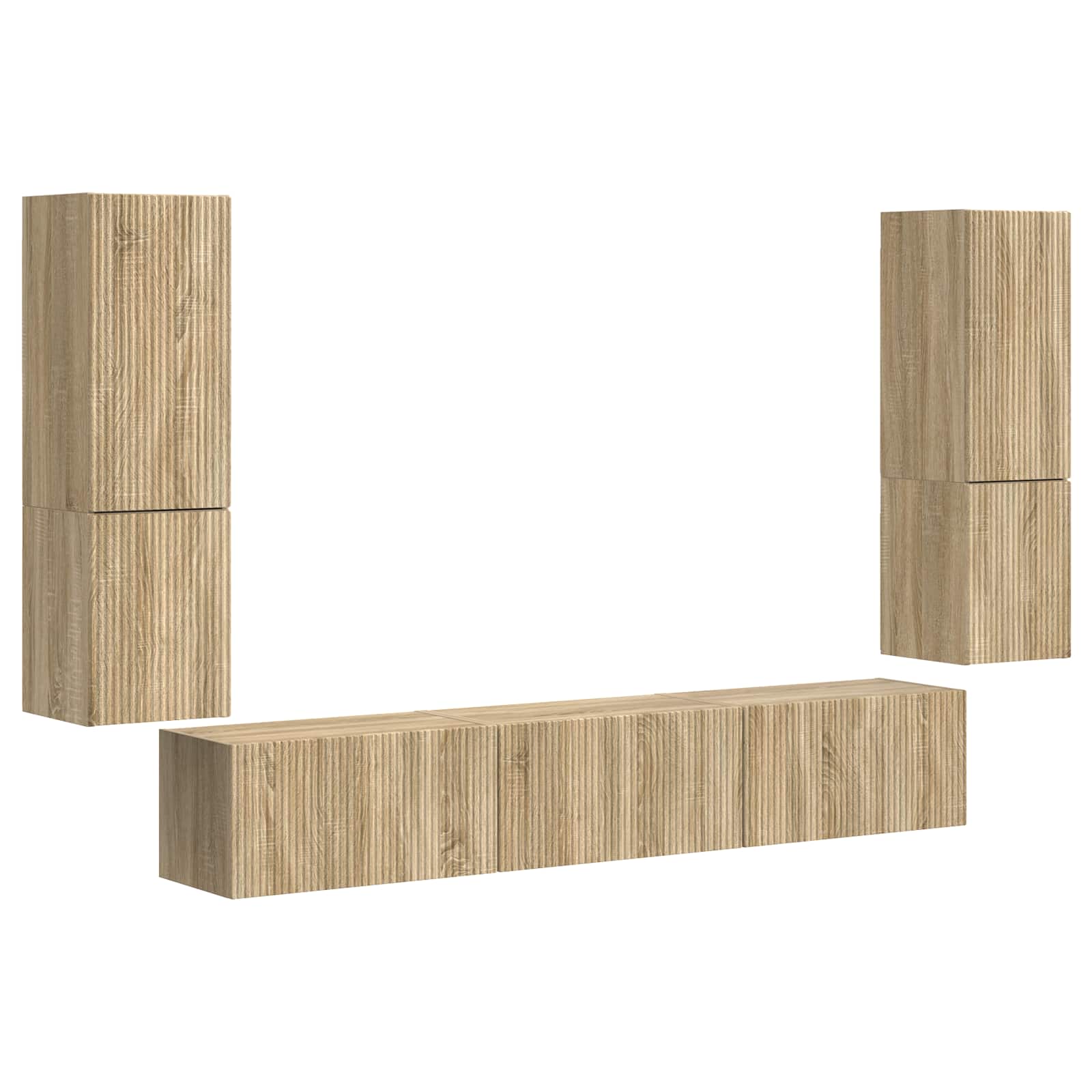 Set TV komoda Zidne 4 pcs Sonoma hrast Konstruirano drvo