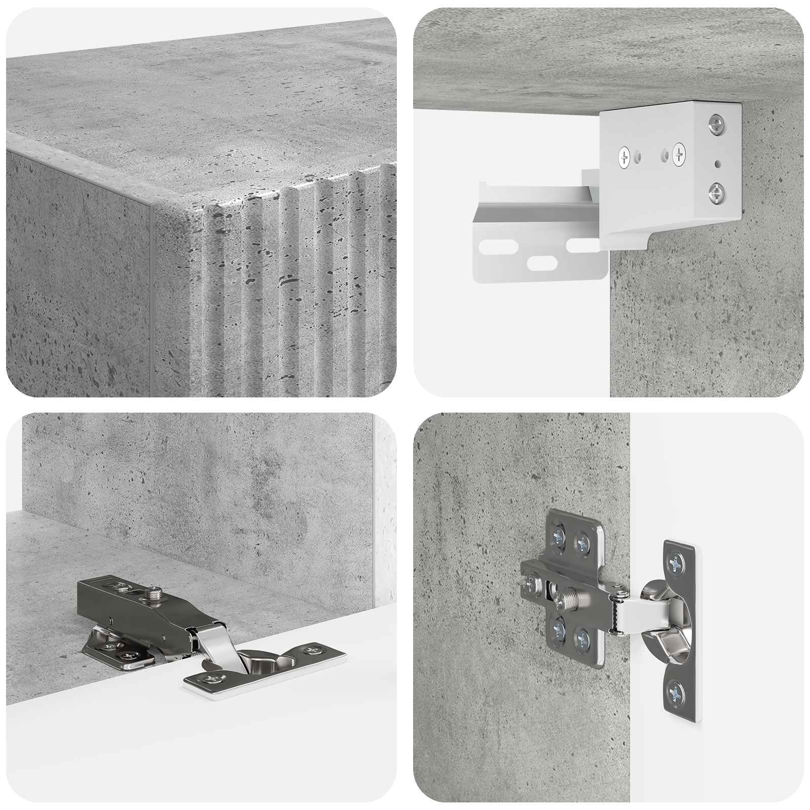 Set TV komoda Zidne 4 pcs Betonski sivi Konstruirano drvo