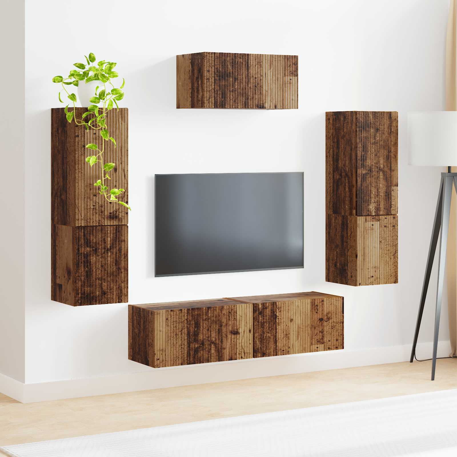 Set TV komoda Zidne 4 pcs Staro drvo Konstruirano drvo