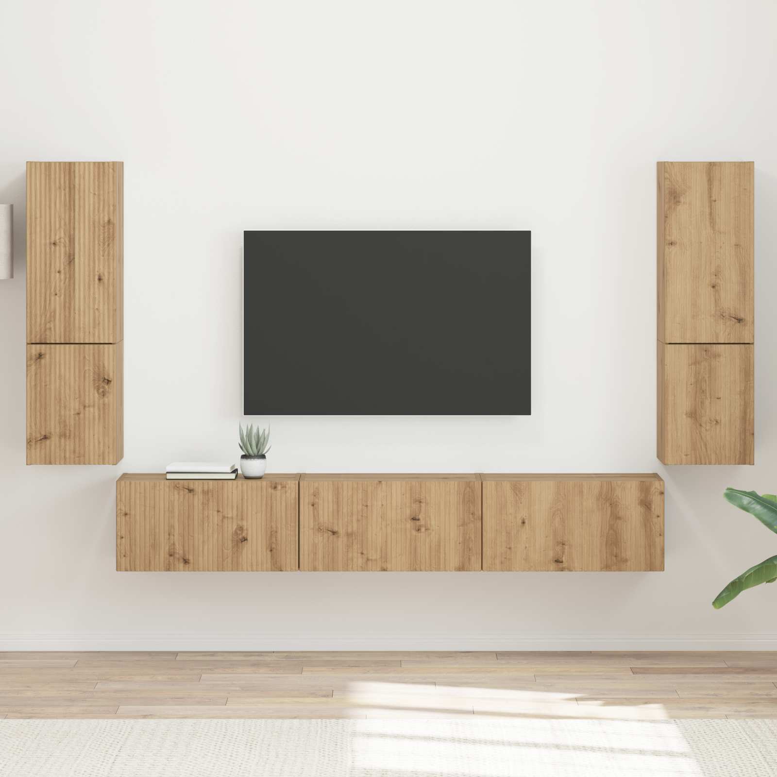 Set TV komoda Zidne 4 pcs Umjetnički hrast Konstruirano drvo