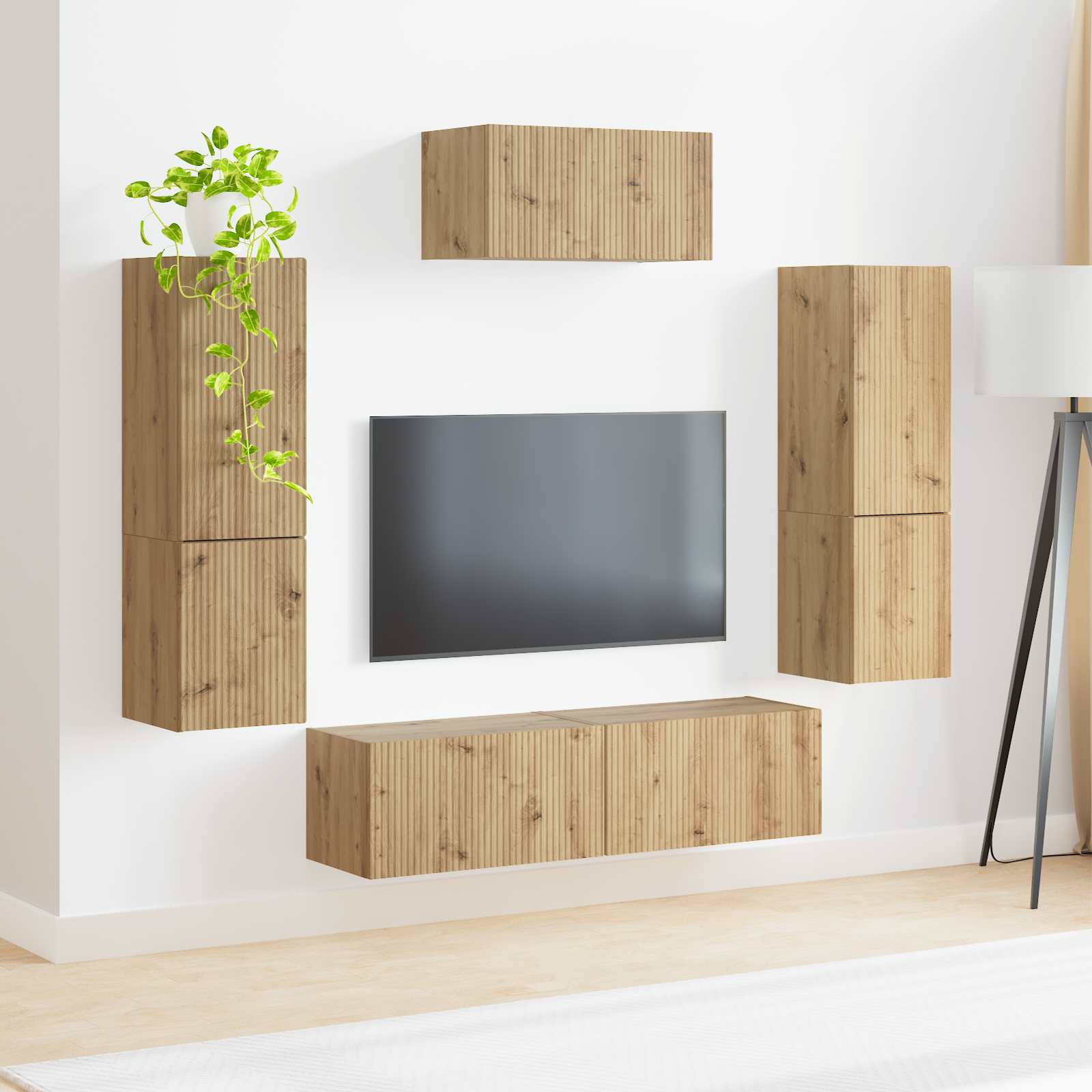 Set TV komoda Zidne 4 pcs Umjetnički hrast Konstruirano drvo
