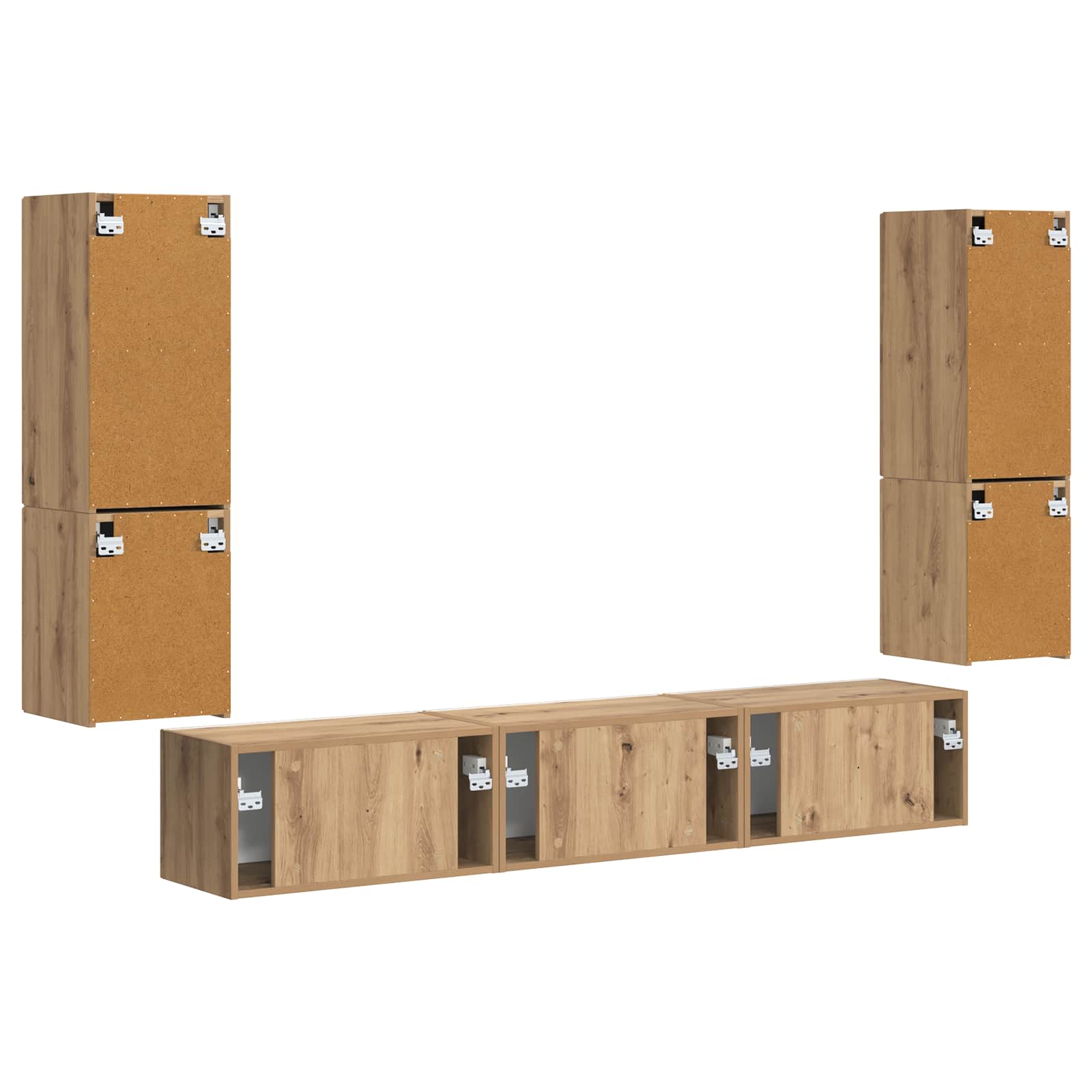 Set TV komoda Zidne 4 pcs Umjetnički hrast Konstruirano drvo